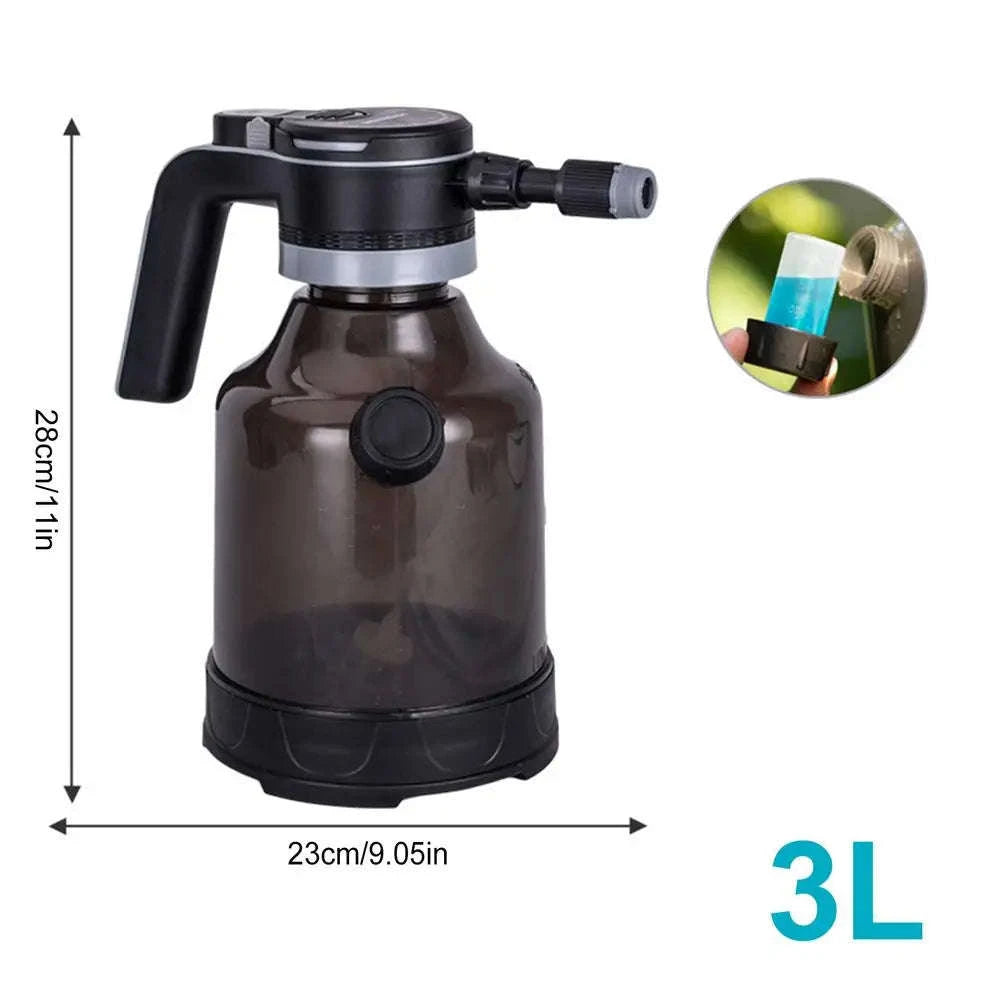 Electric Spray Bottle 3L Cordless Automatic Plant Mister with Adjustable Nozzles-Black