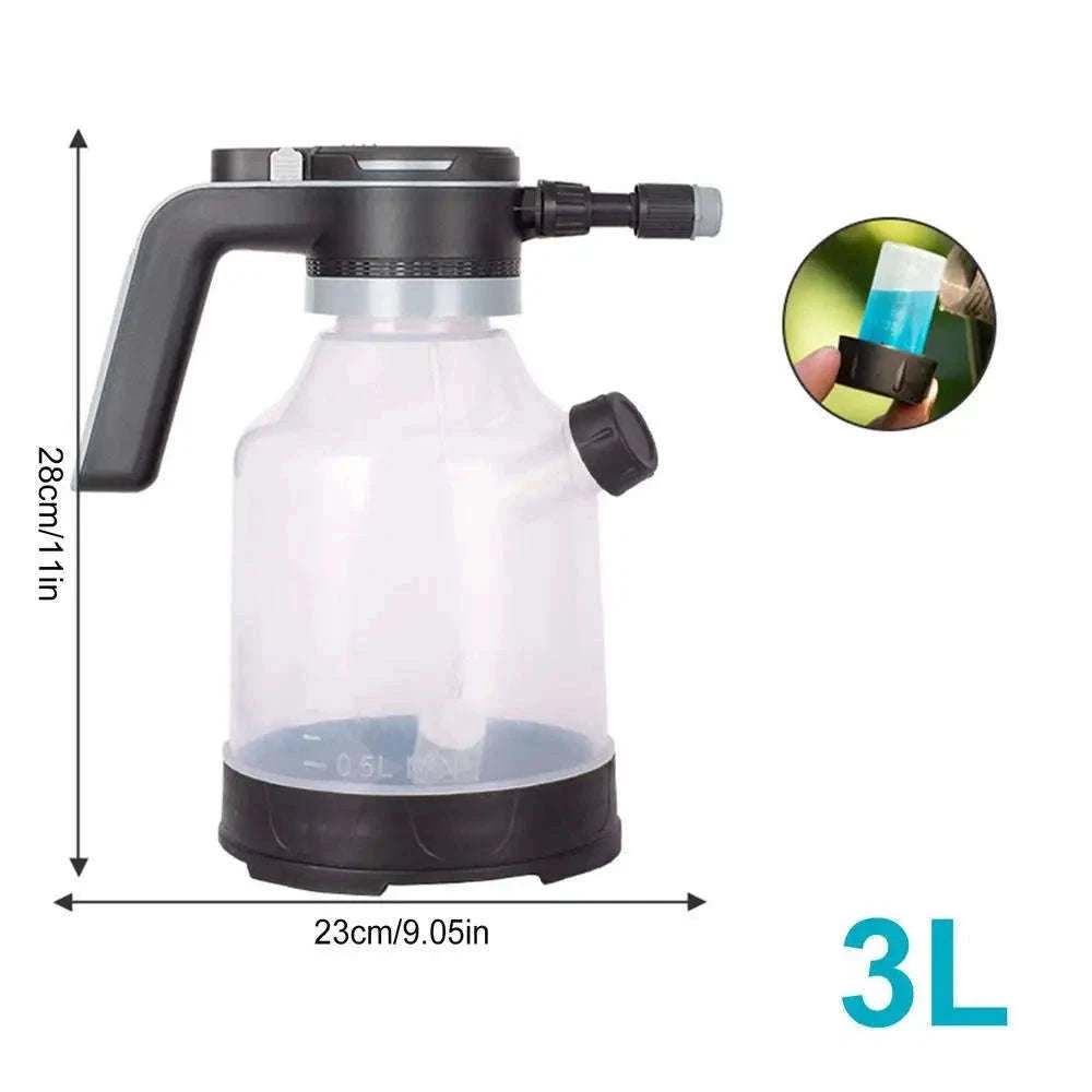 Electric Spray Bottle 3L Cordless Automatic Plant Mister with Adjustable Nozzles-Black