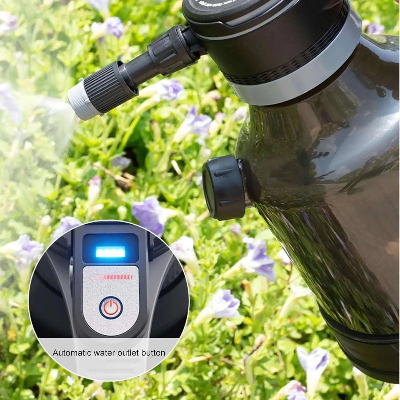 Electric Spray Bottle 3L Cordless Automatic Plant Mister with Adjustable Nozzles-Black