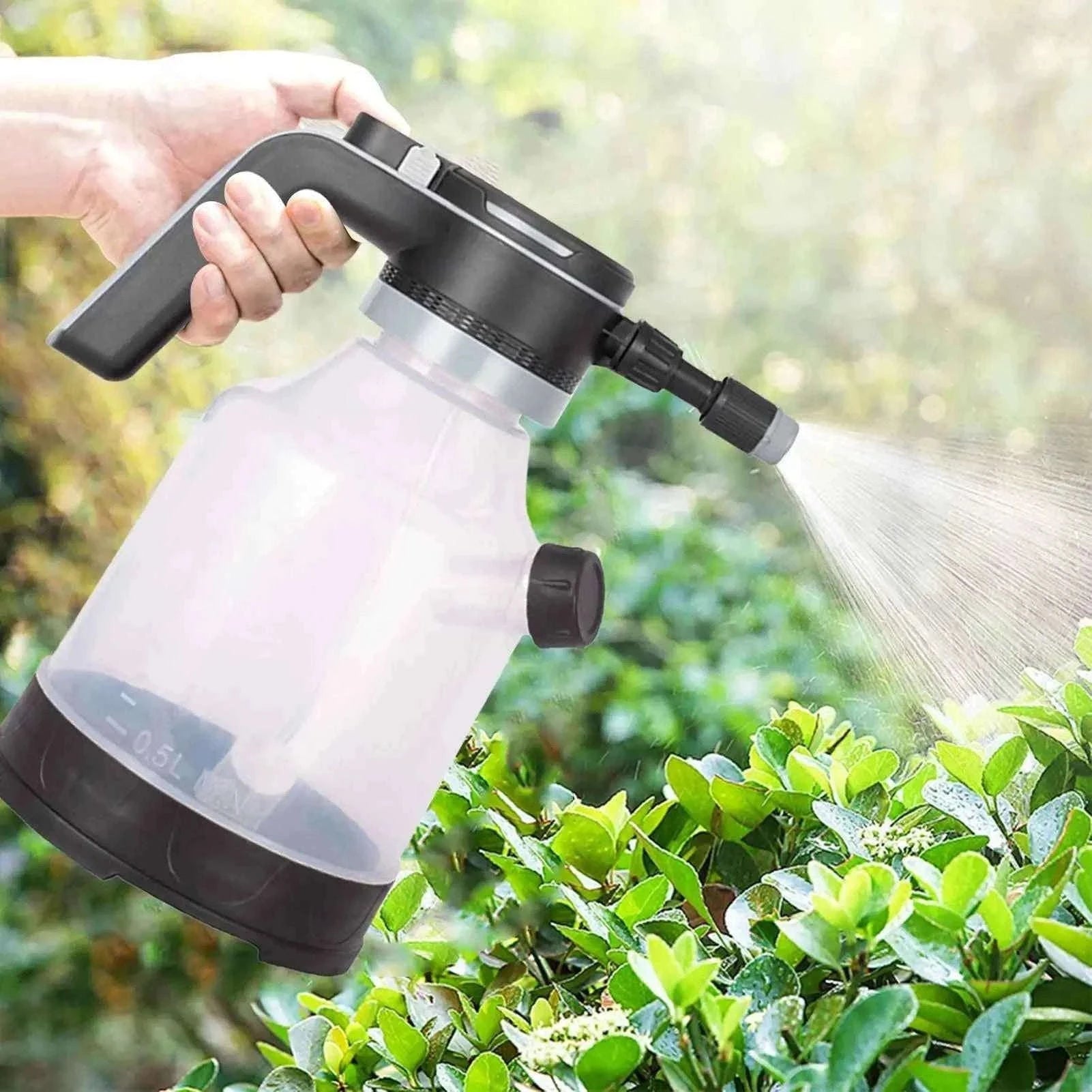 Electric Spray Bottle 3L Cordless Automatic Plant Mister with Adjustable Nozzles-Black