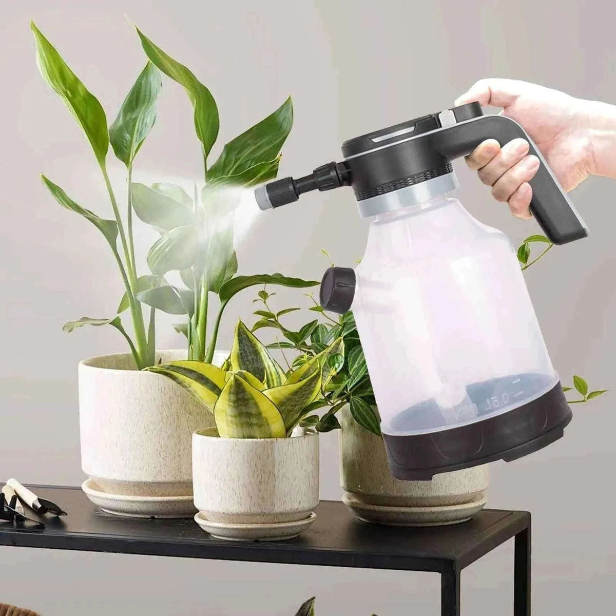 Electric Spray Bottle 3L Cordless Automatic Plant Mister with Adjustable Nozzles-Black