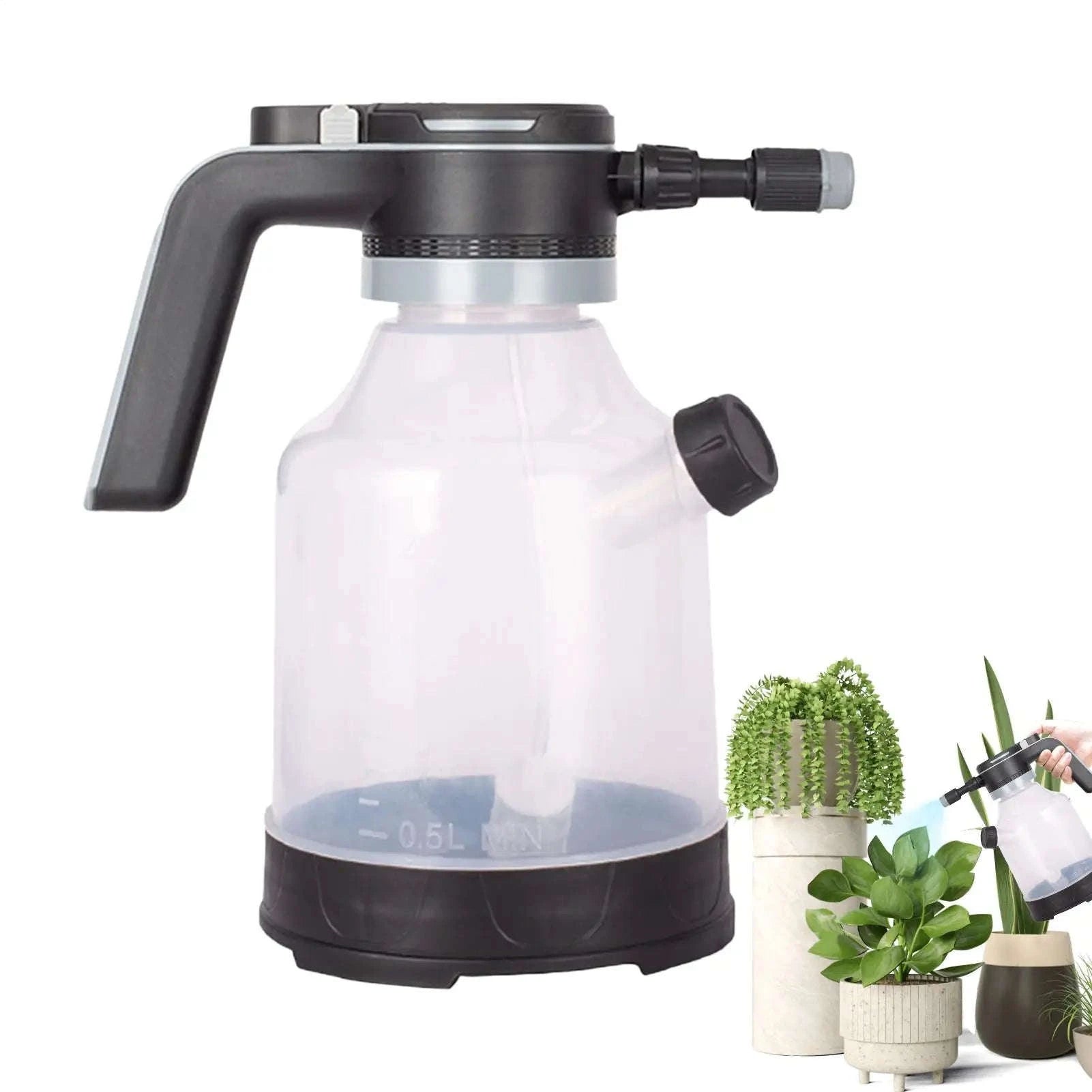 Electric Spray Bottle 3L Cordless Automatic Plant Mister with Adjustable Nozzles-Black