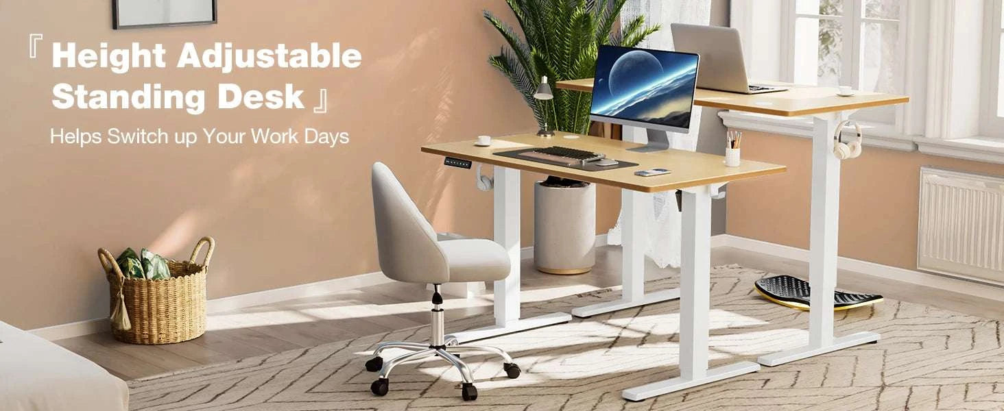 Electric Standing Desk 40x24 Adjustable Sit Stand Workstation-White / United States