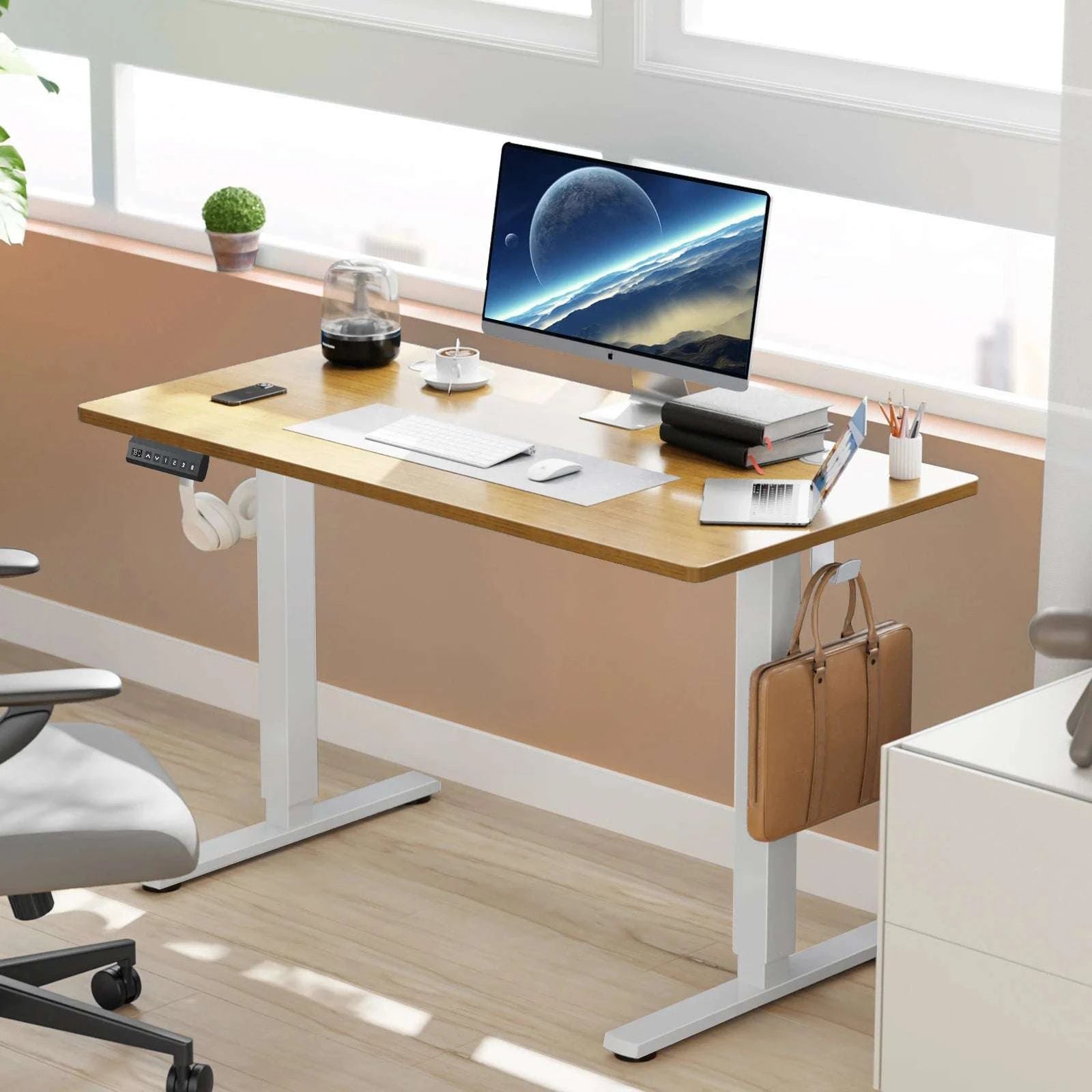Electric Standing Desk 40x24 Adjustable Sit Stand Workstation-White / United States