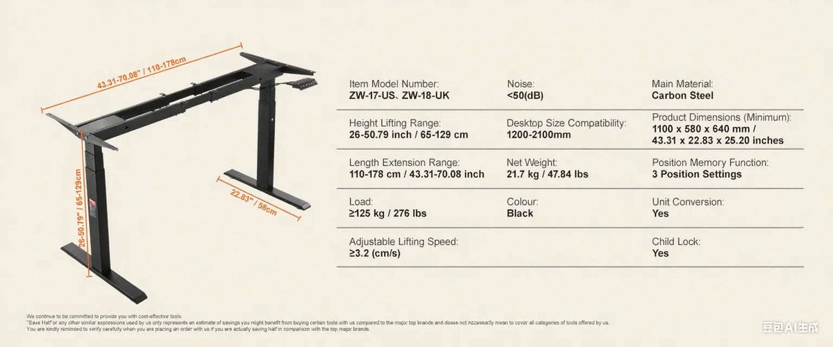 Electric Standing Desk Frame Adjustable Black White-Dual 70to120cm white / france
