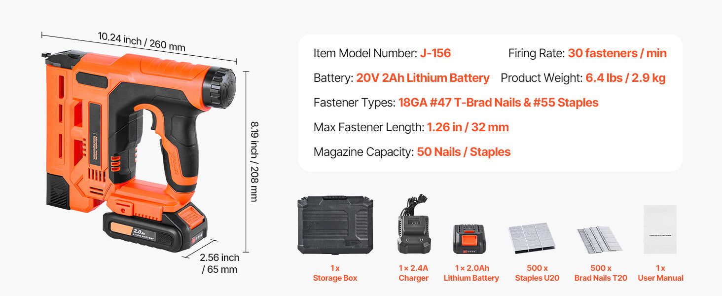 Cordless 2-in-1 Brad Nailer & Staple Gun with Battery