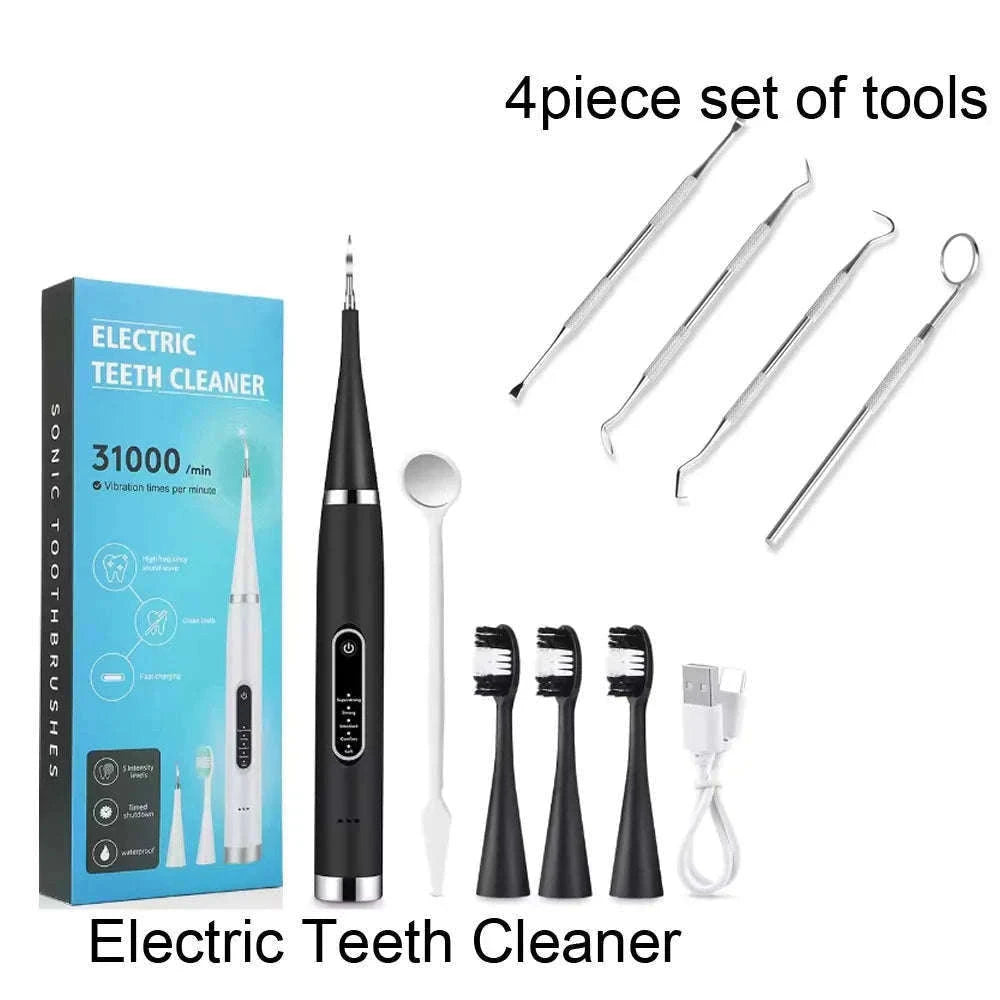 Electric Teeth Cleaner Ultrasonic Dental Scaler for Home Use-black