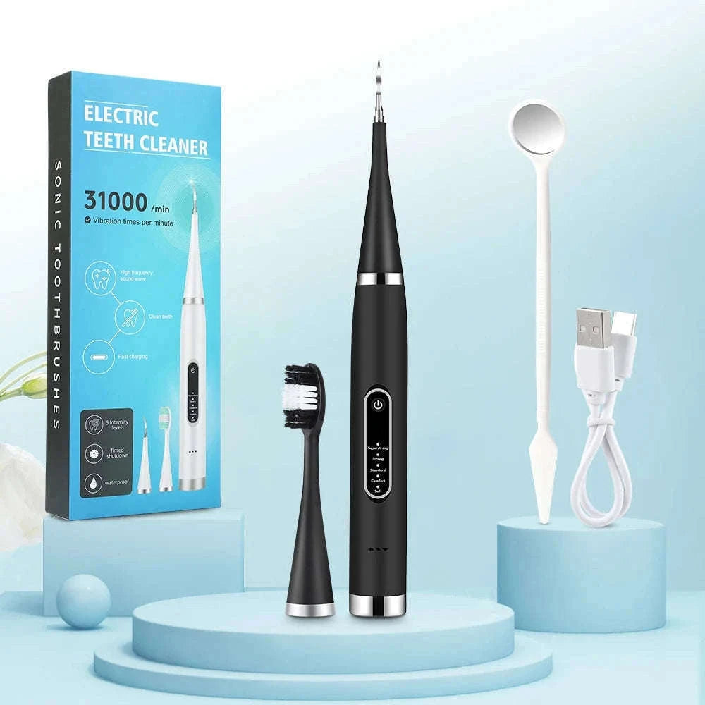Electric Teeth Cleaner Ultrasonic Dental Scaler for Home Use-black