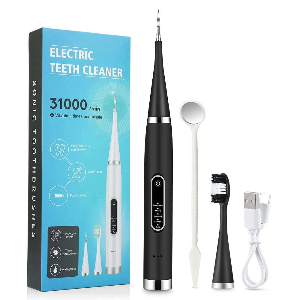 Electric Teeth Cleaner Ultrasonic Dental Scaler for Home Use-black