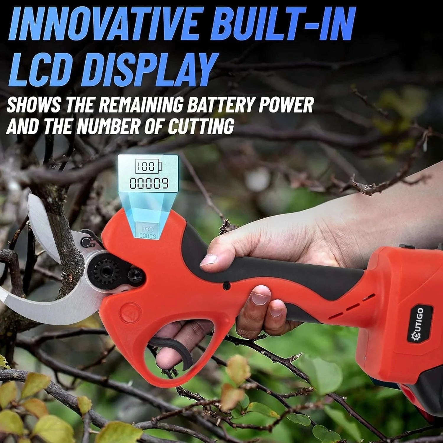 Electric Thread Secateur with 40mm Cutting Capacity and Dual Batteries-Red / two batteries / france