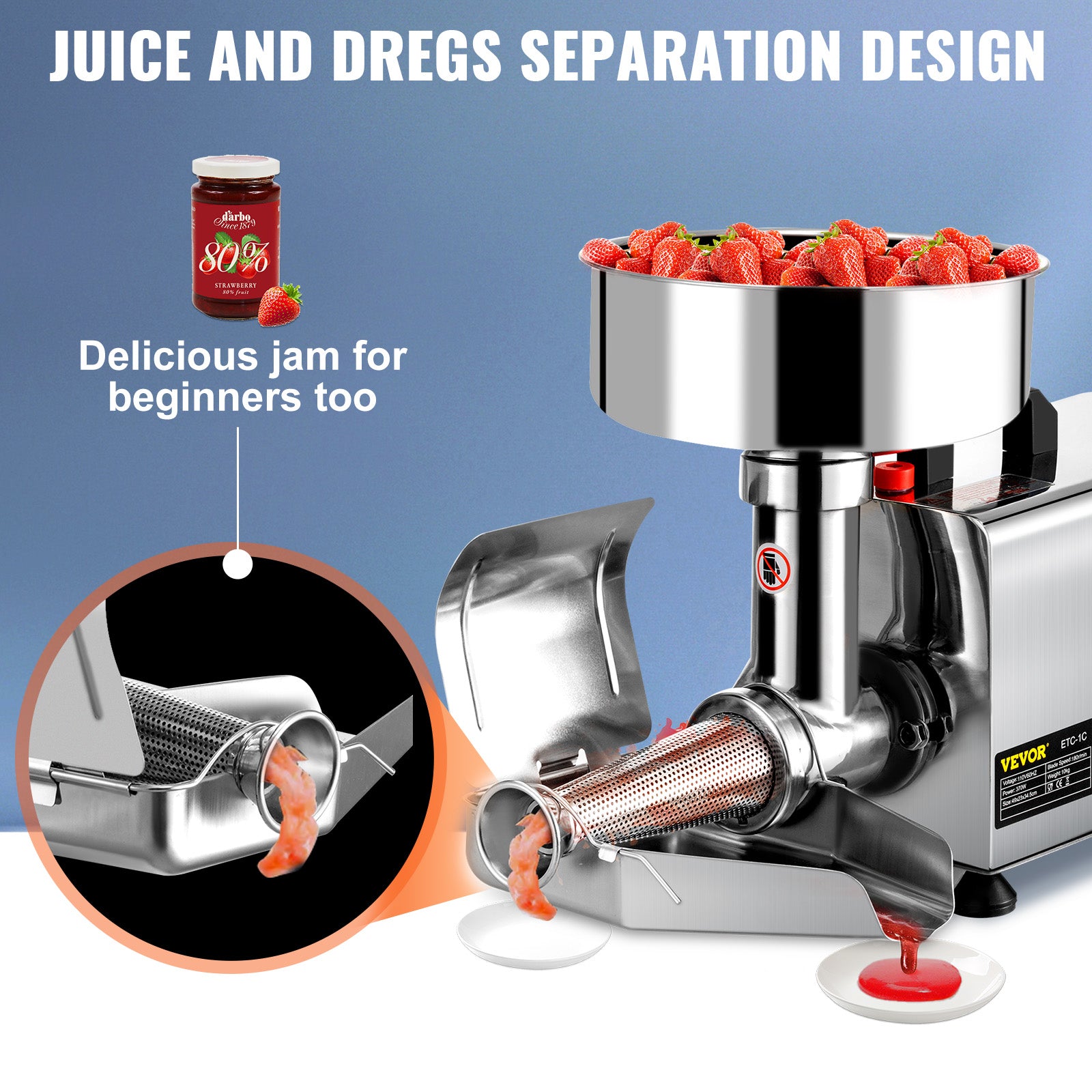 Electric Tomato Strainer & Sauce Maker with 370W Motor