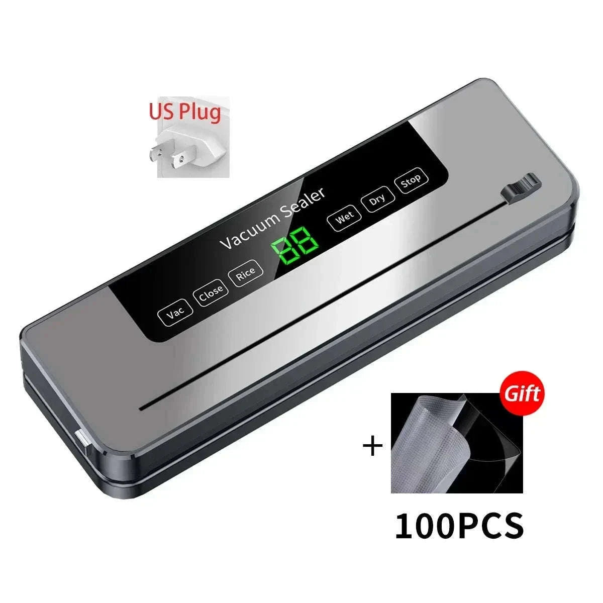 Electric Vacuum Sealer with Touch Control and Built-In Cutter-EU / China Mainland
