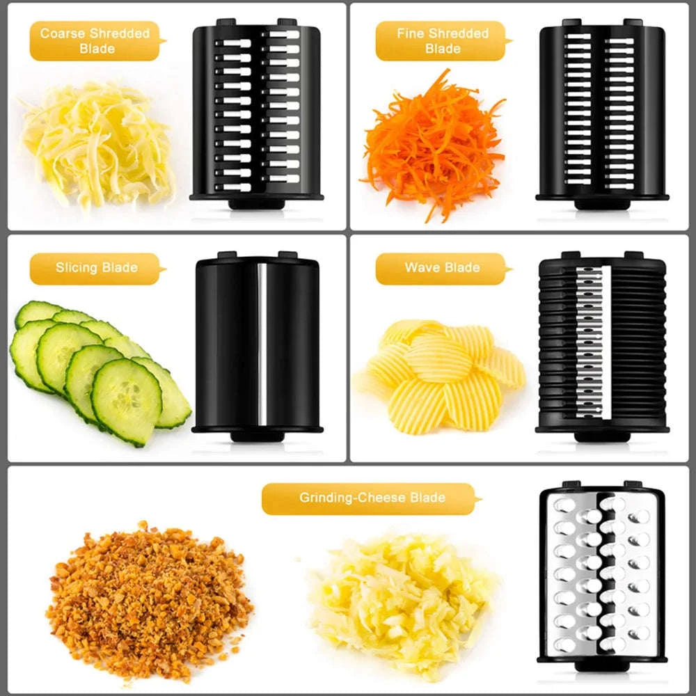 Electric Vegetable Cutter 500W with 5 Blades One-Button Slicer-Silver / france / EU