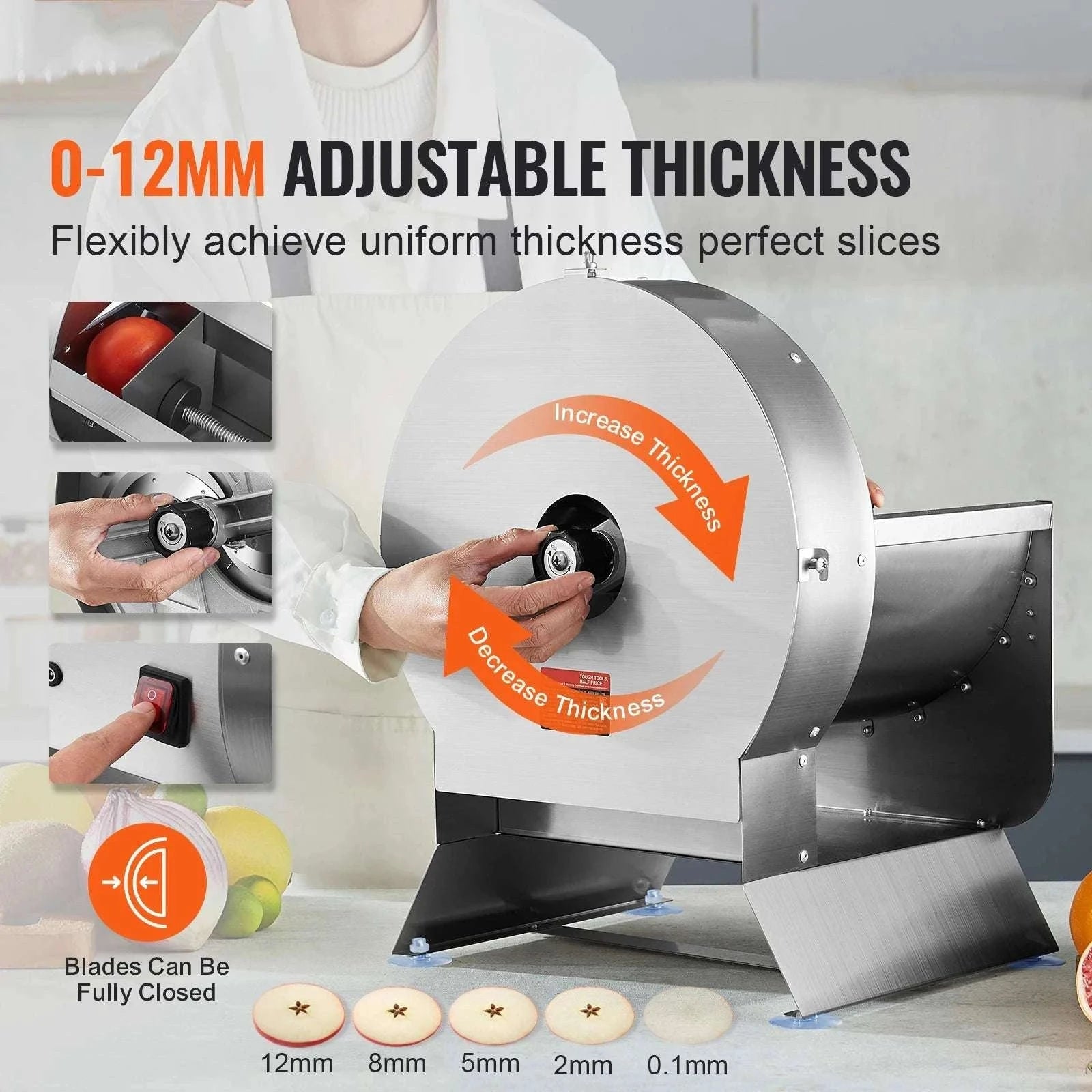Electric Vegetable Slicer 0–12mm Adjustable Commercial Food Cutter-stainless33cm / france