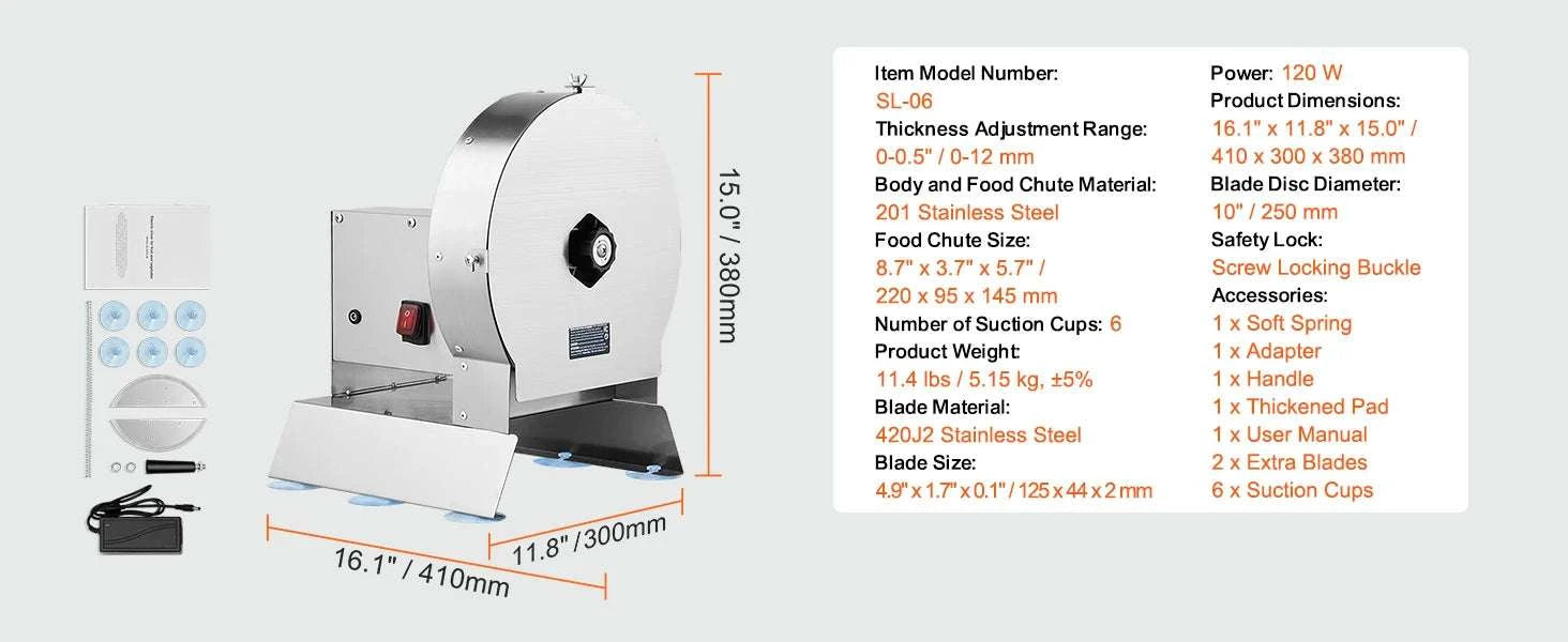 Electric Vegetable Slicer 0–12mm Adjustable Stainless Steel Cutter-110V / United States