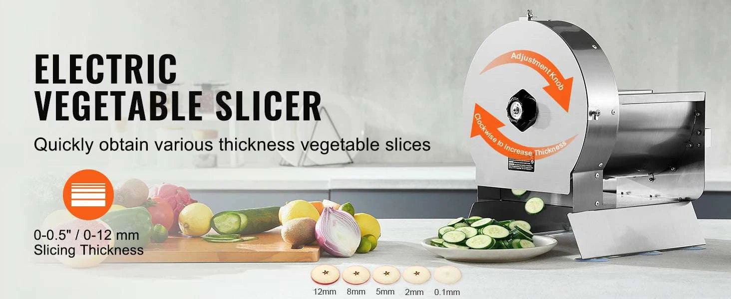 Electric Vegetable Slicer 0–12mm Adjustable Stainless Steel Cutter-110V / United States