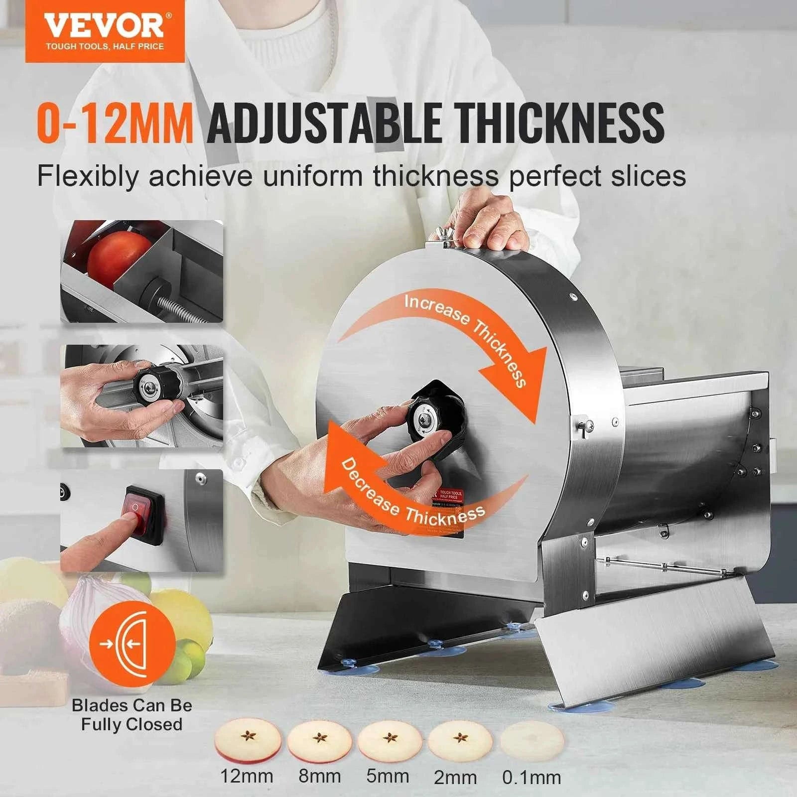 Electric Vegetable Slicer Adjustable Thickness Stainless Steel Food Cutter-250W / Poland