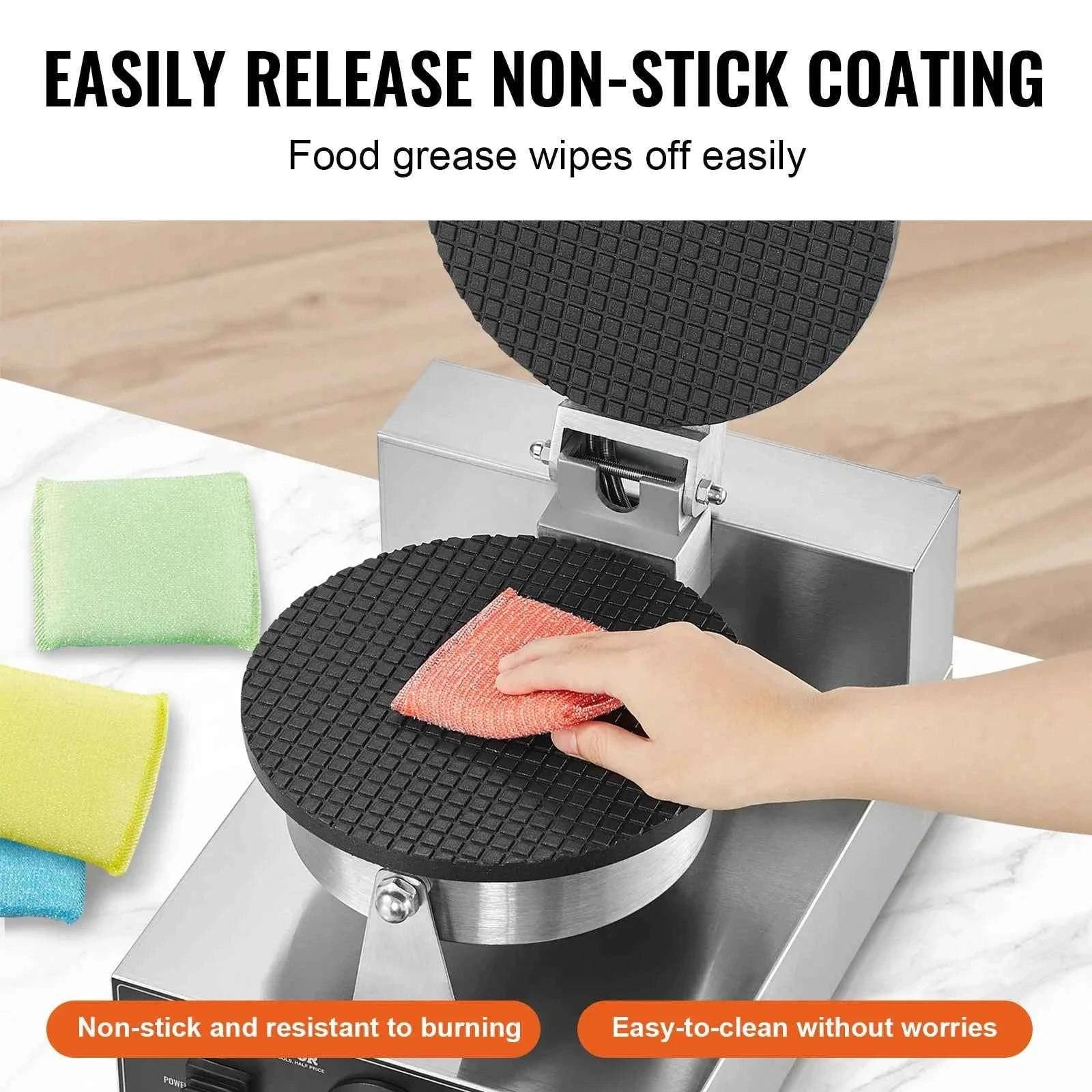 Electric Waffle Cone Maker with Temperature and Time Control-spain
