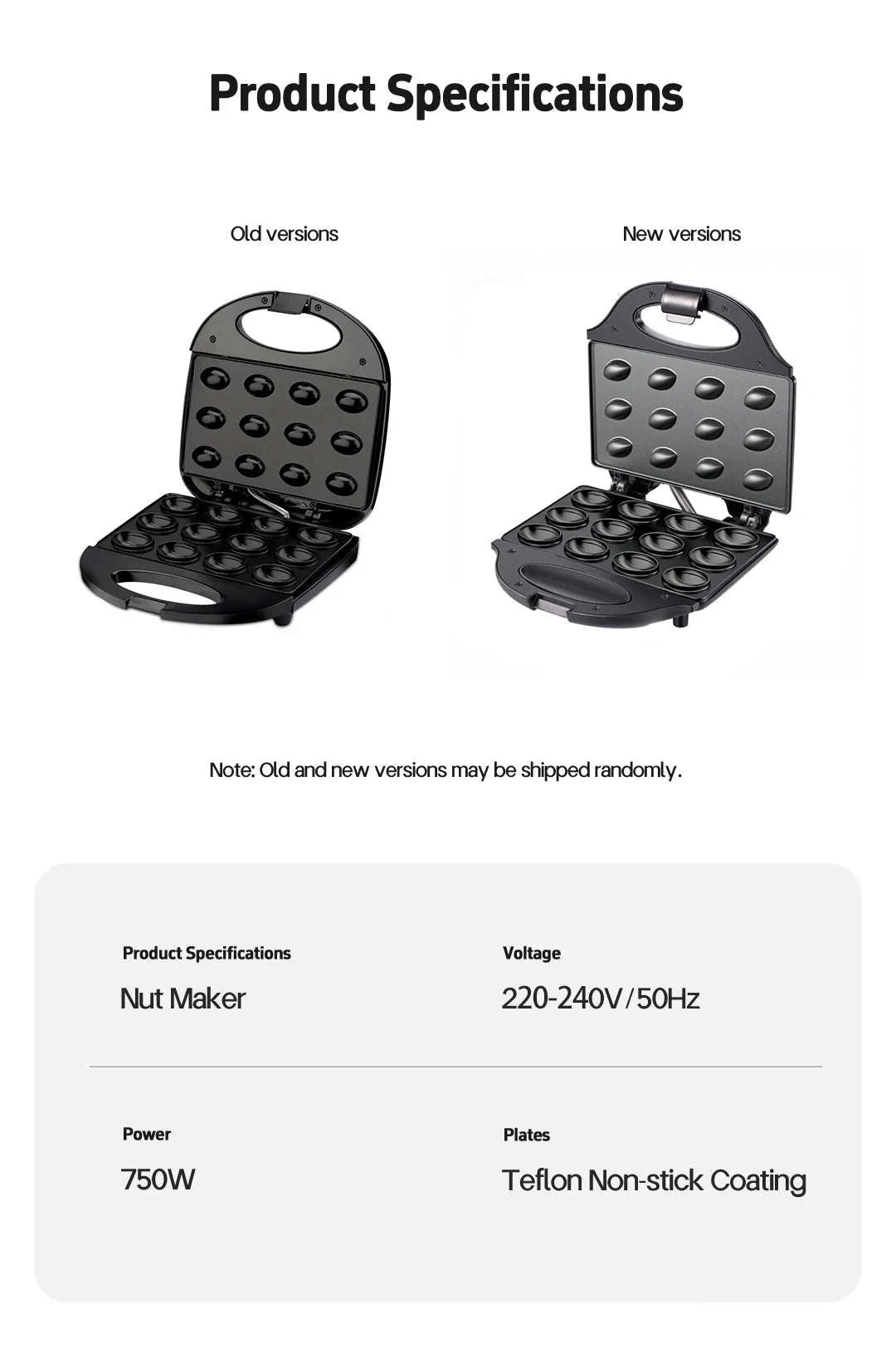 Electric Walnut Cake Waffle Maker With 12-Hole Nut Mold-R.246 / EU