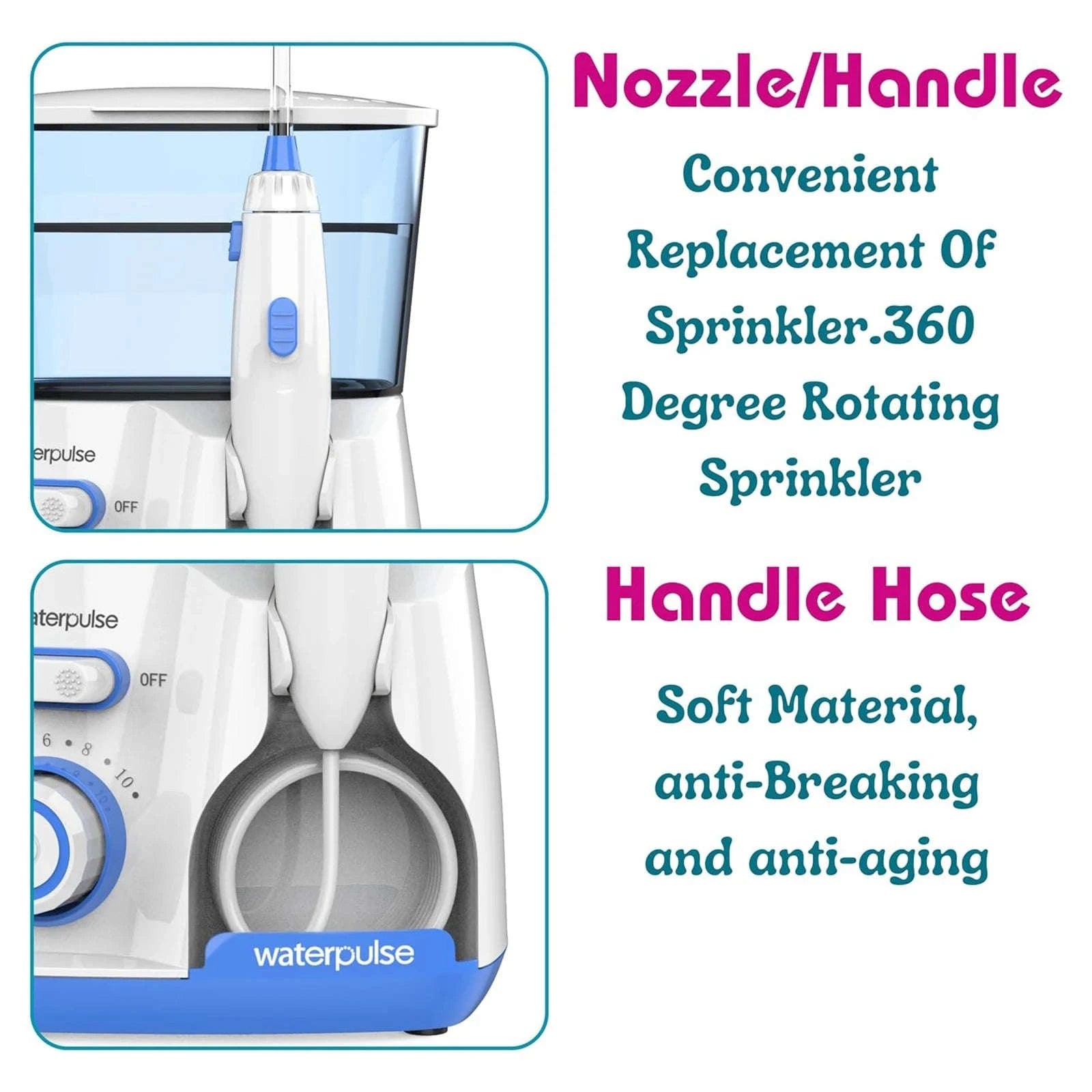 Electric Water Flosser Oral Irrigator with 5 Tips and Large 800ml Tank-EU
