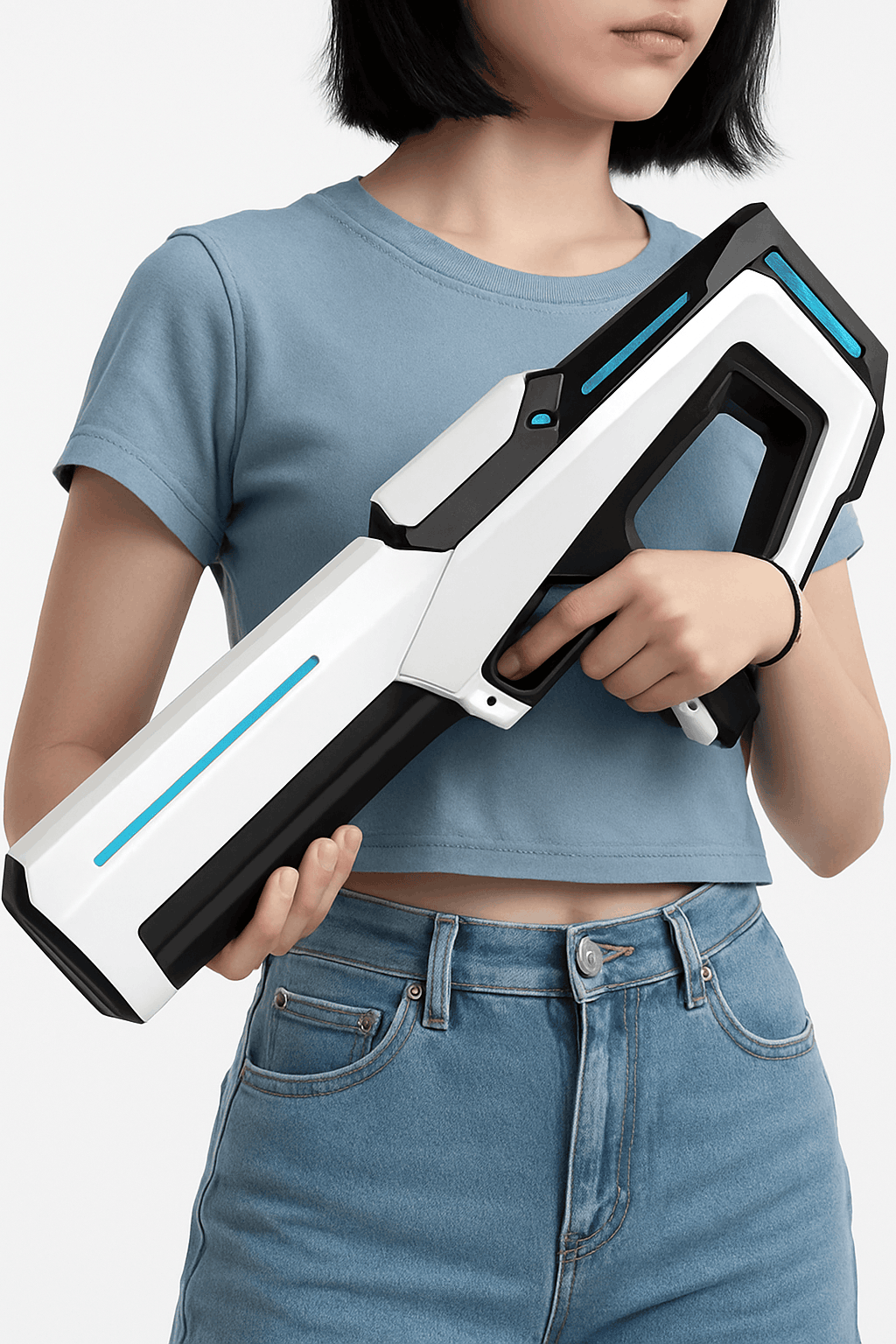Electric Water Gun with Automatic Suction and LED Lights-Beige