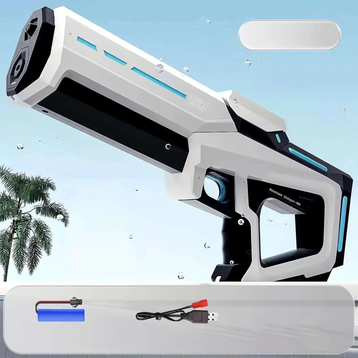 Electric Water Gun with Automatic Suction and LED Lights-Beige