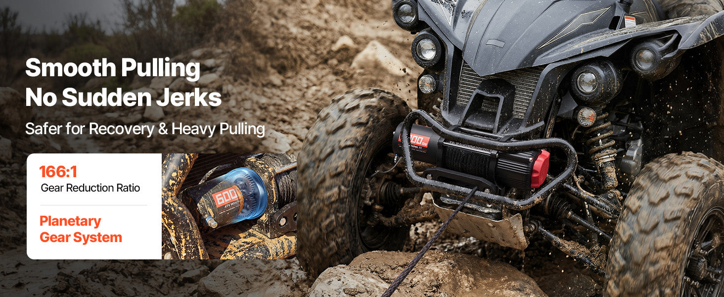 6000lb 12V ATV UTV Electric Winch with Remote & 49.2ft Cable