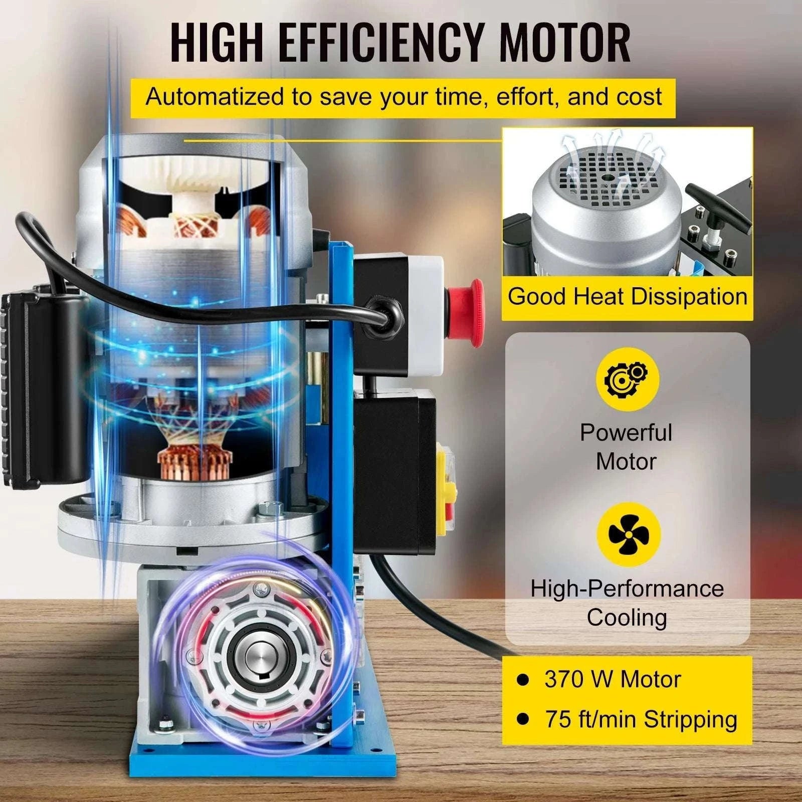 Electric Wire Stripping Machine 1.5–38mm, 11 Channels, 370W-370W / United States