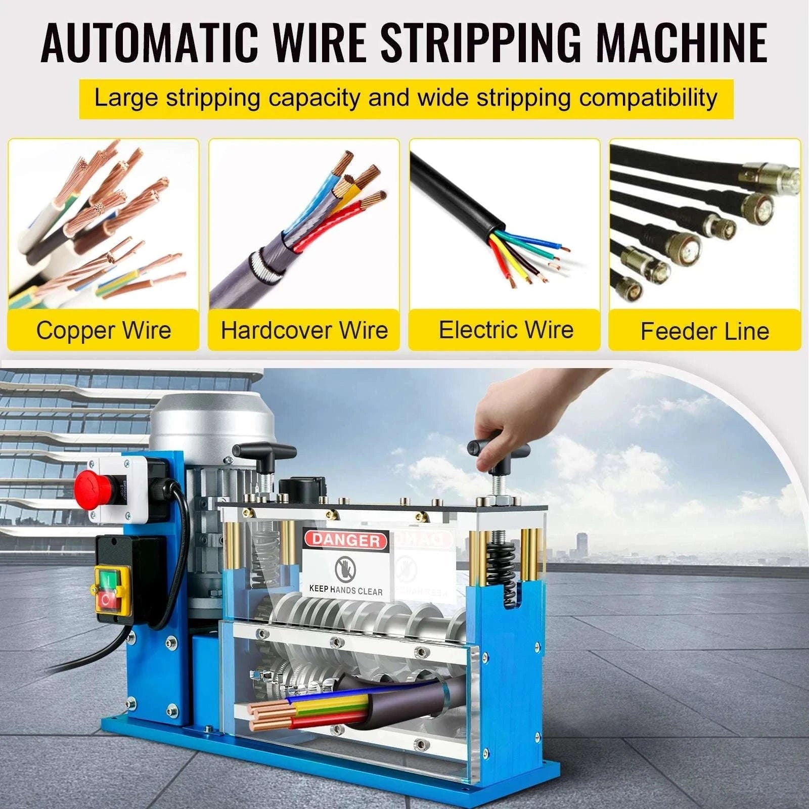 Electric Wire Stripping Machine 1.5–38mm, 11 Channels, 370W-370W / United States
