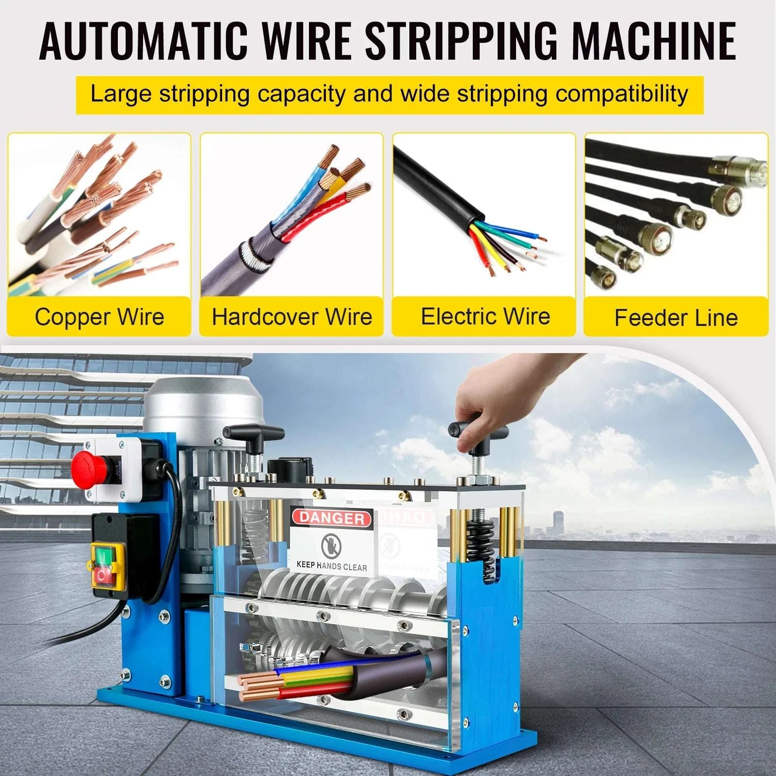 Electric Wire Stripping Machine 1.5–38mm, 11 Channels, 370W-370W / United States