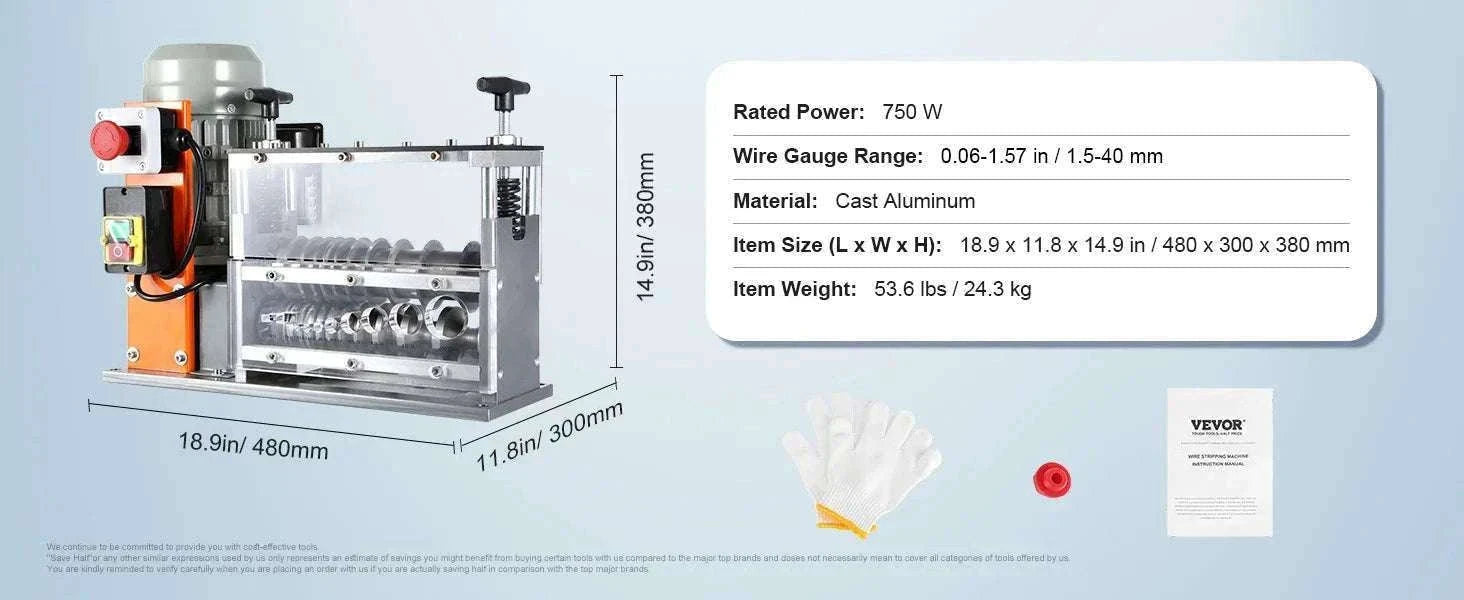 Electric Wire Stripping Machine 750W Cable Stripper 1.5–32mm-1.5 - 32mm / Poland