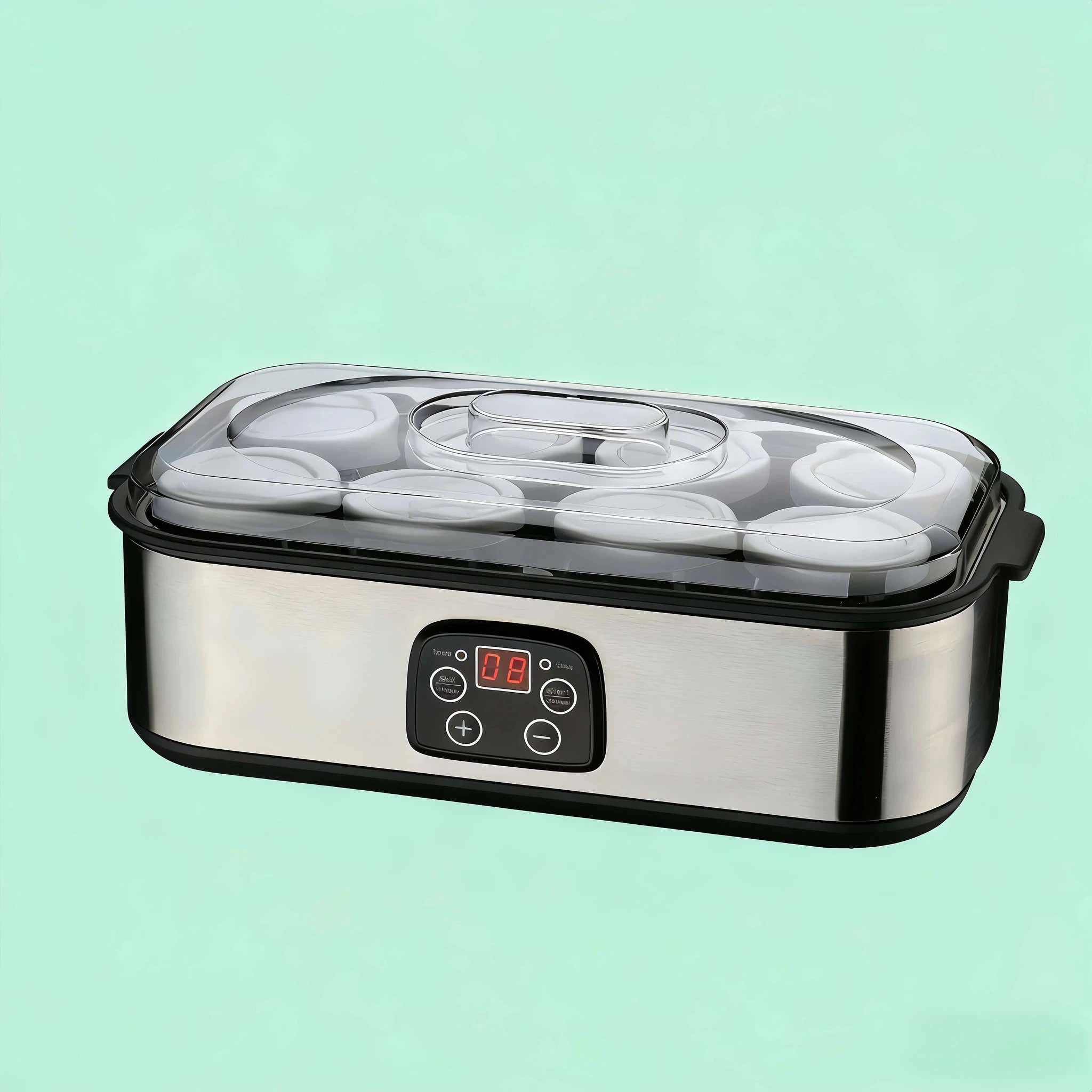 Electric Yogurt Maker Machine, 8 Jars Stainless Steel Yogurt Fermenter with 5 FREE Gifts: Bottle Opener, Egg Separator, Dish Sponge, Cleaning Cloth, Jam Spreader-United States