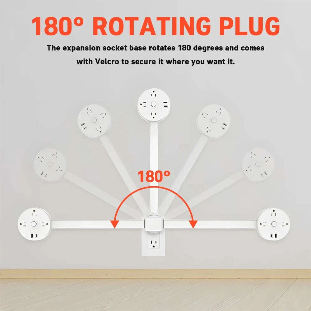 Electrical Outlet Extender Stick with 2 AC Outlets and USB-A/USB-C Ports-Square-CYB001 / US / United States