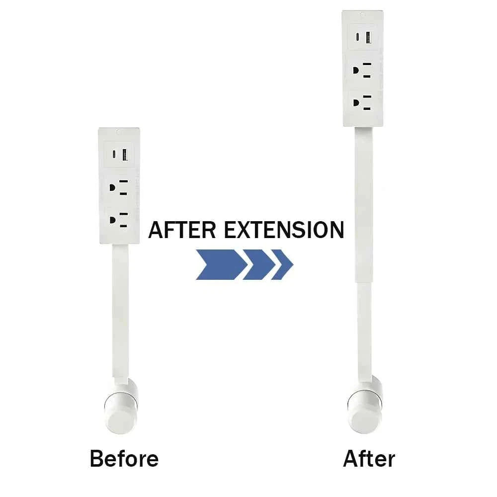 Electrical Outlet Extender Stick with 2 AC Outlets and USB-A/USB-C Ports-Square-CYB001 / US / United States