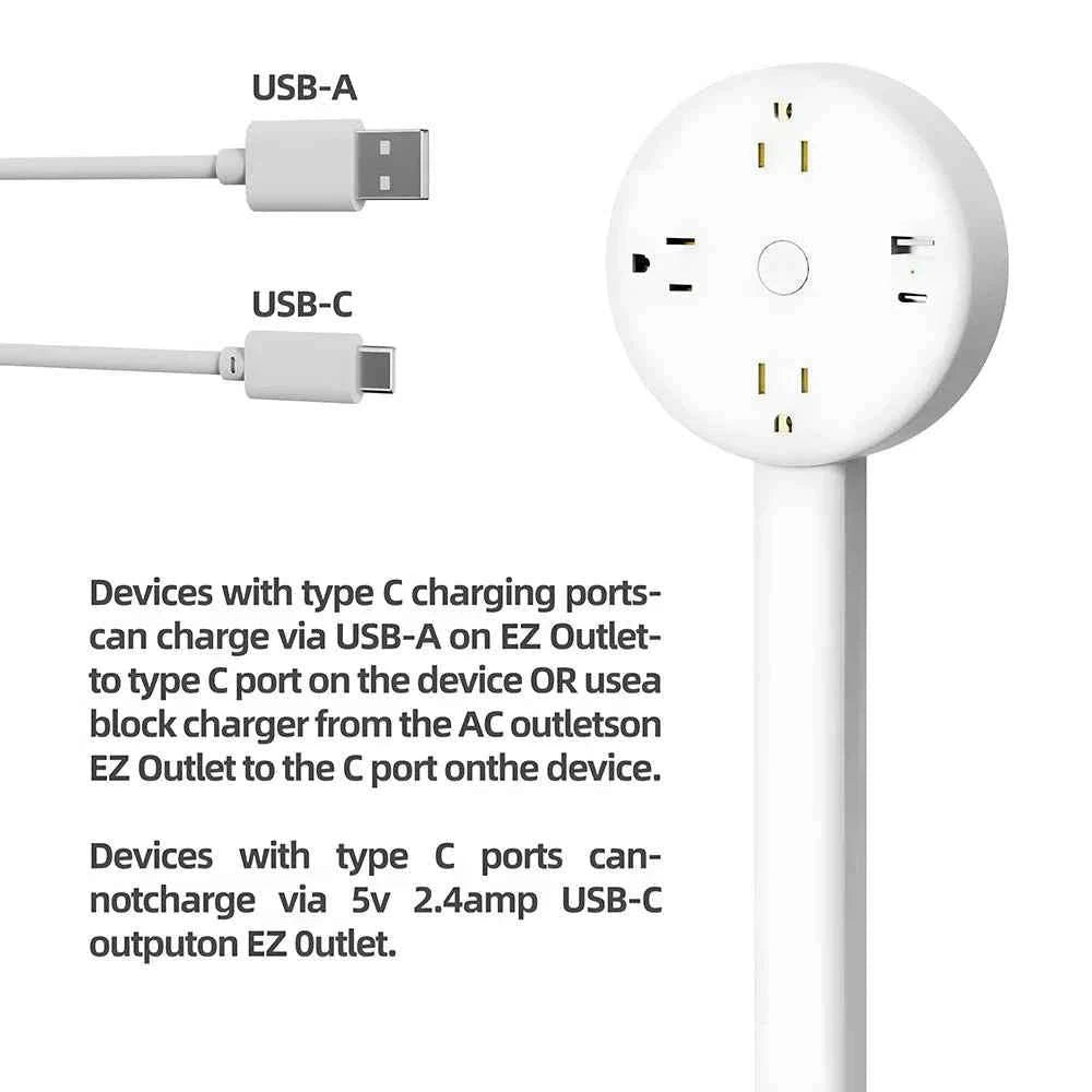 Electrical Outlet Extender Stick with 2 AC Outlets and USB-A/USB-C Ports-Square-CYB001 / US / United States