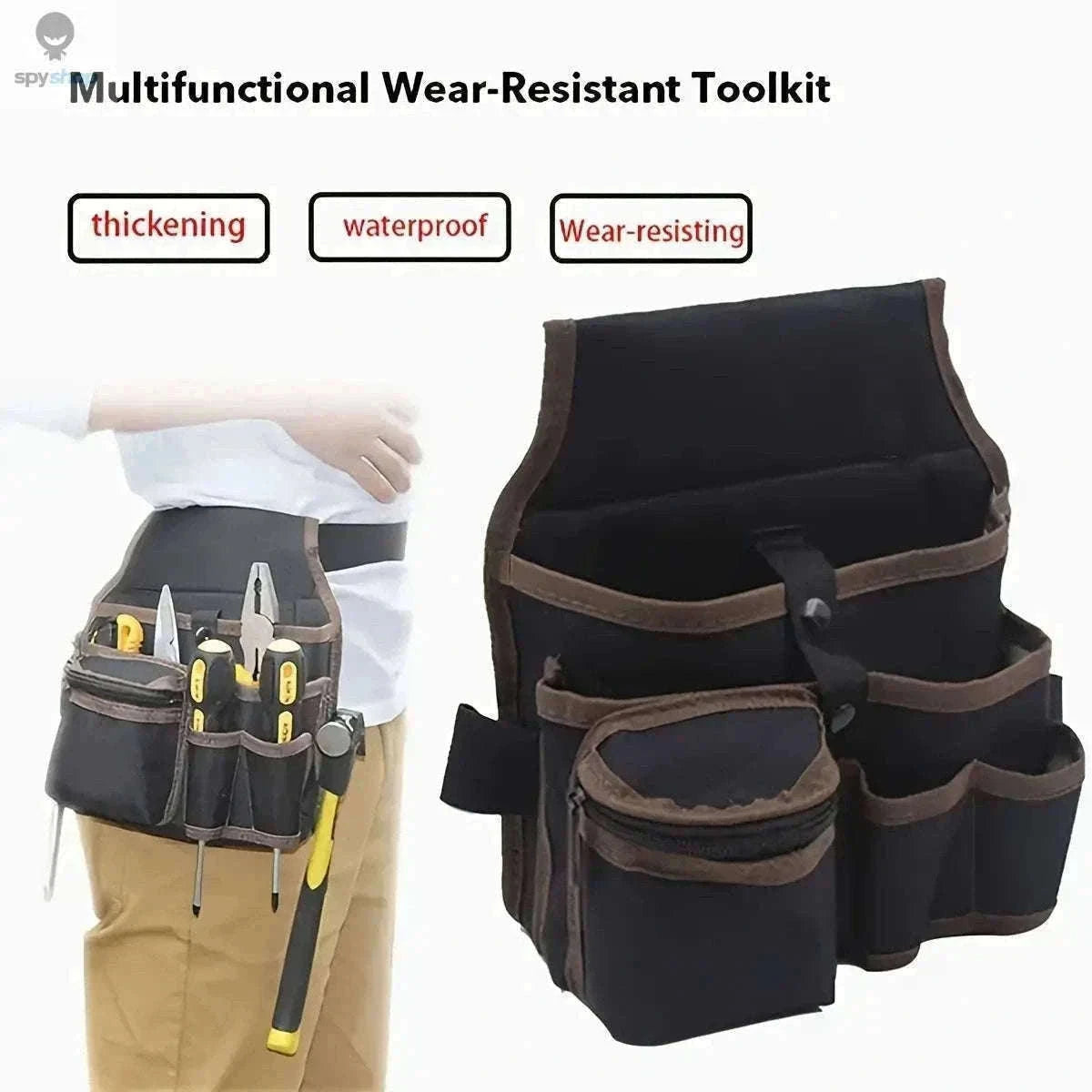 Electrician Tool Bag with Adjustable Waist Belt and Pocket Layout-Red