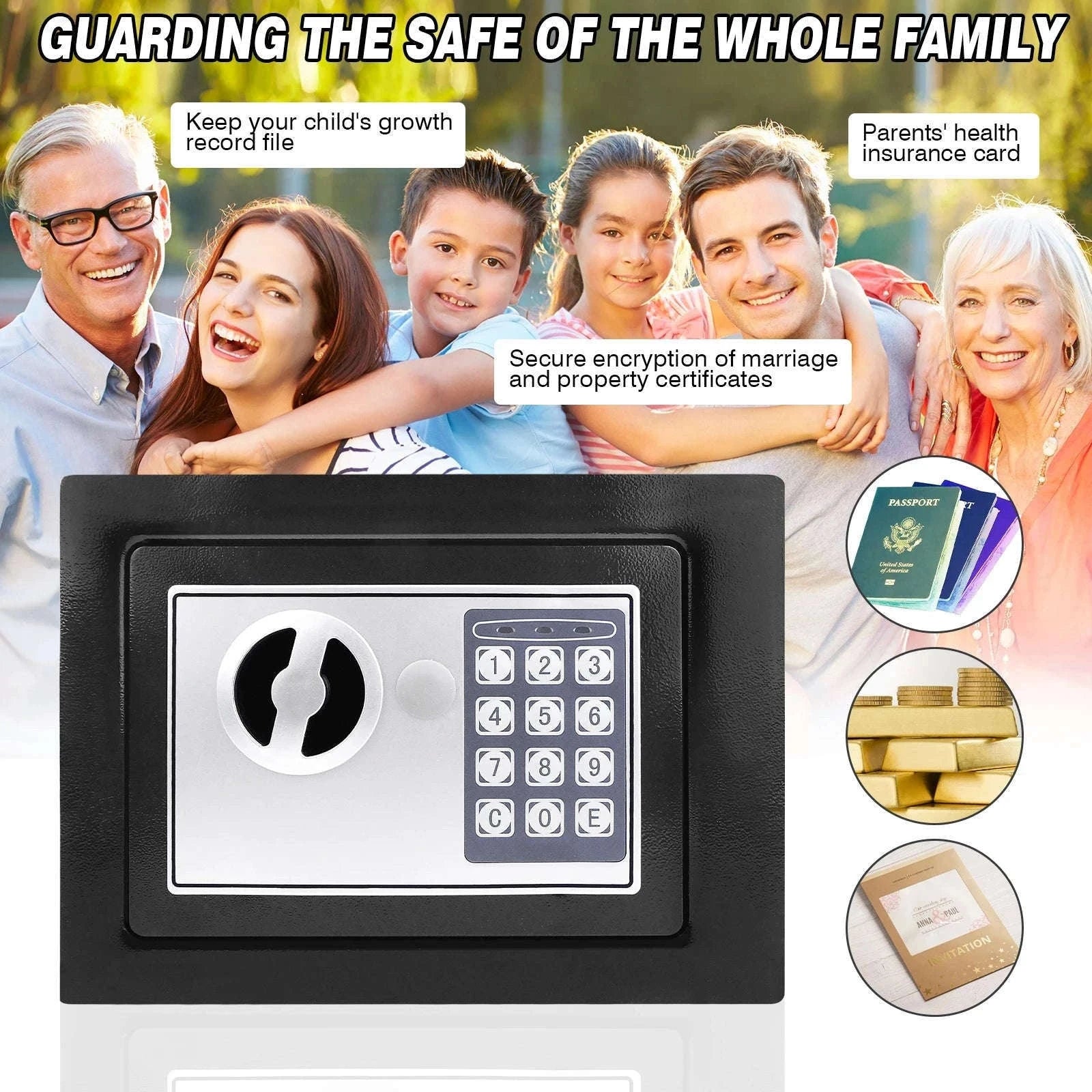 Electronic Digital Safe Box for Home, Office and Hotel Use-Black-16L / GERMANY
