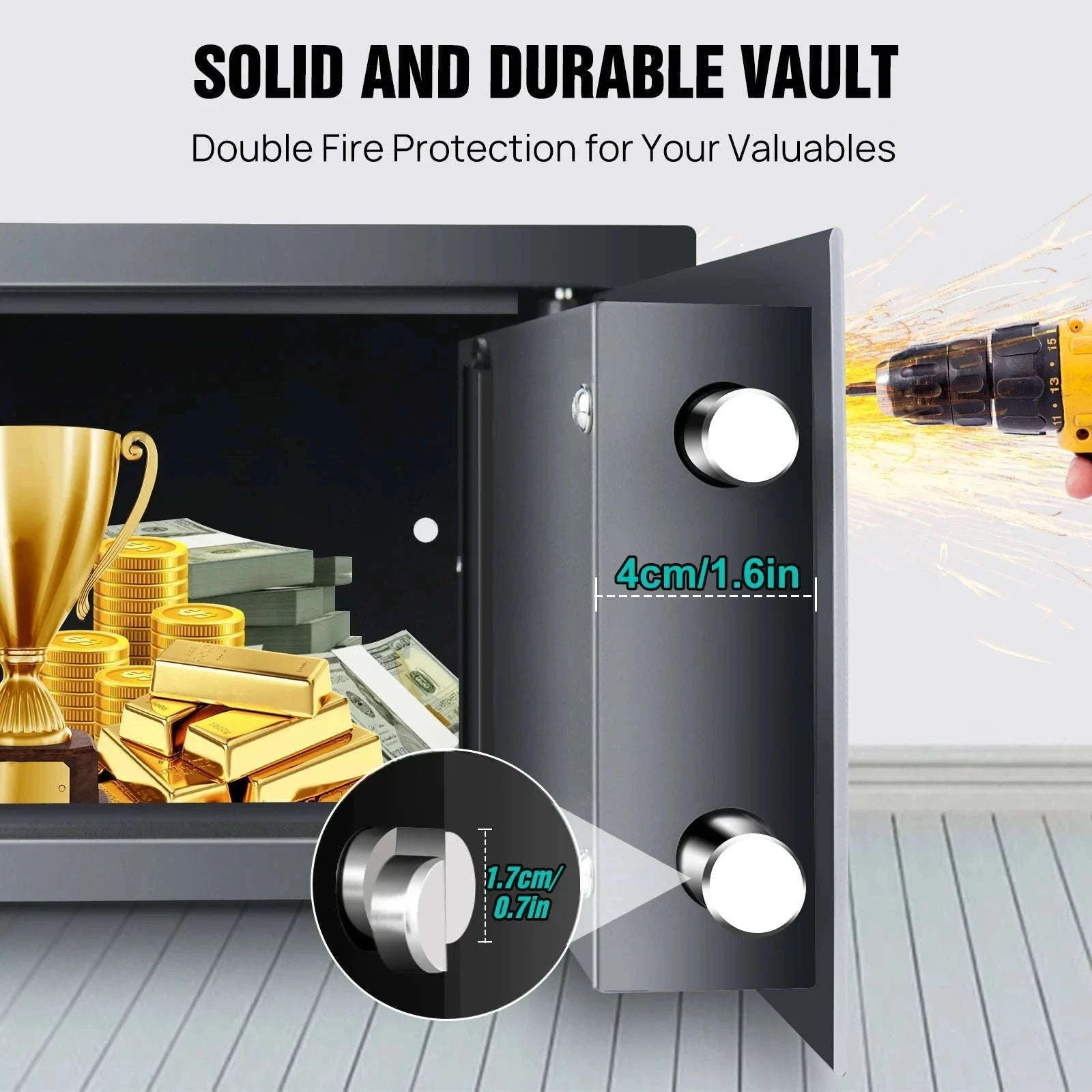 Electronic Digital Safe Box for Home, Office and Hotel Use-Black-16L / GERMANY