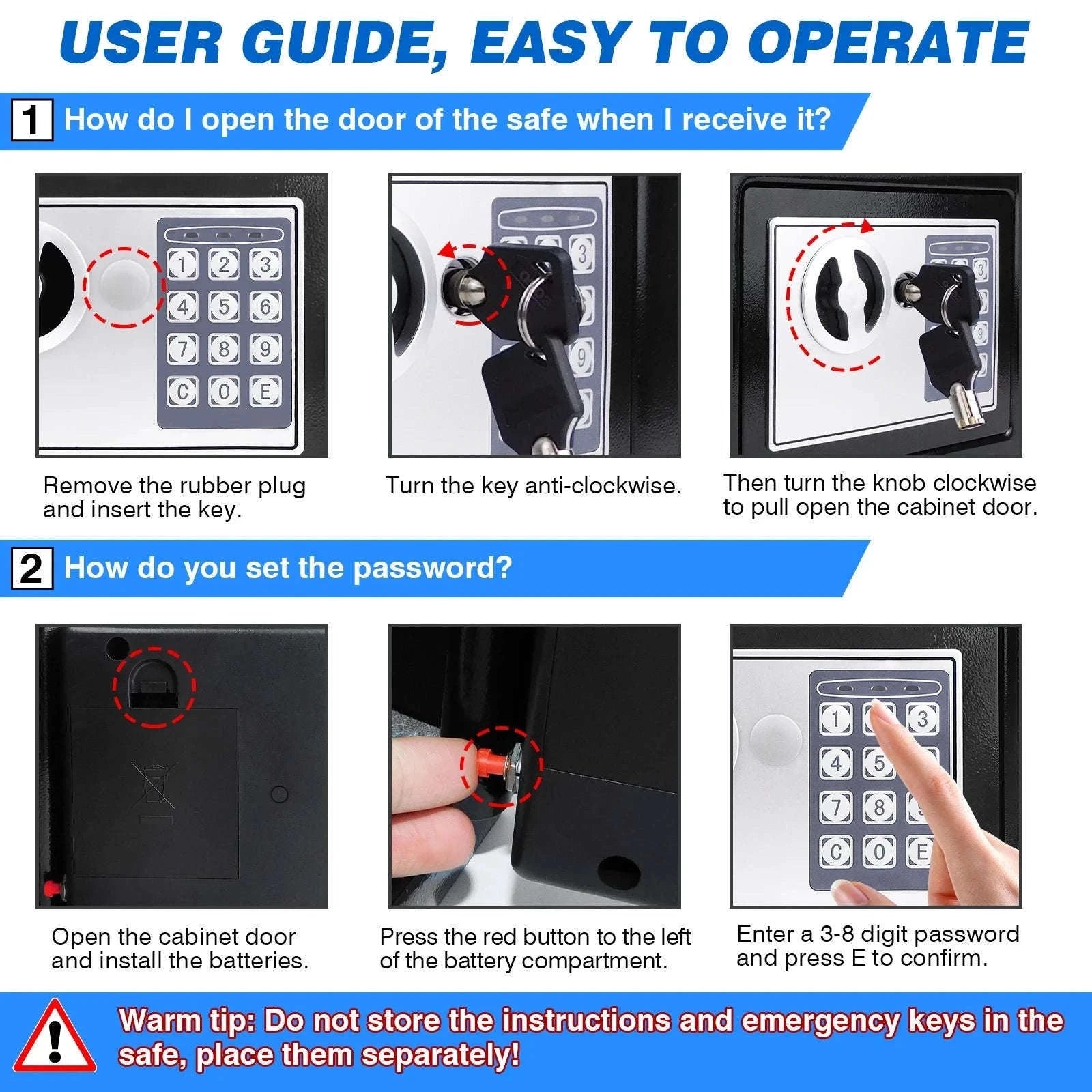 Electronic Digital Safe Box for Home, Office and Hotel Use-Black-16L / GERMANY