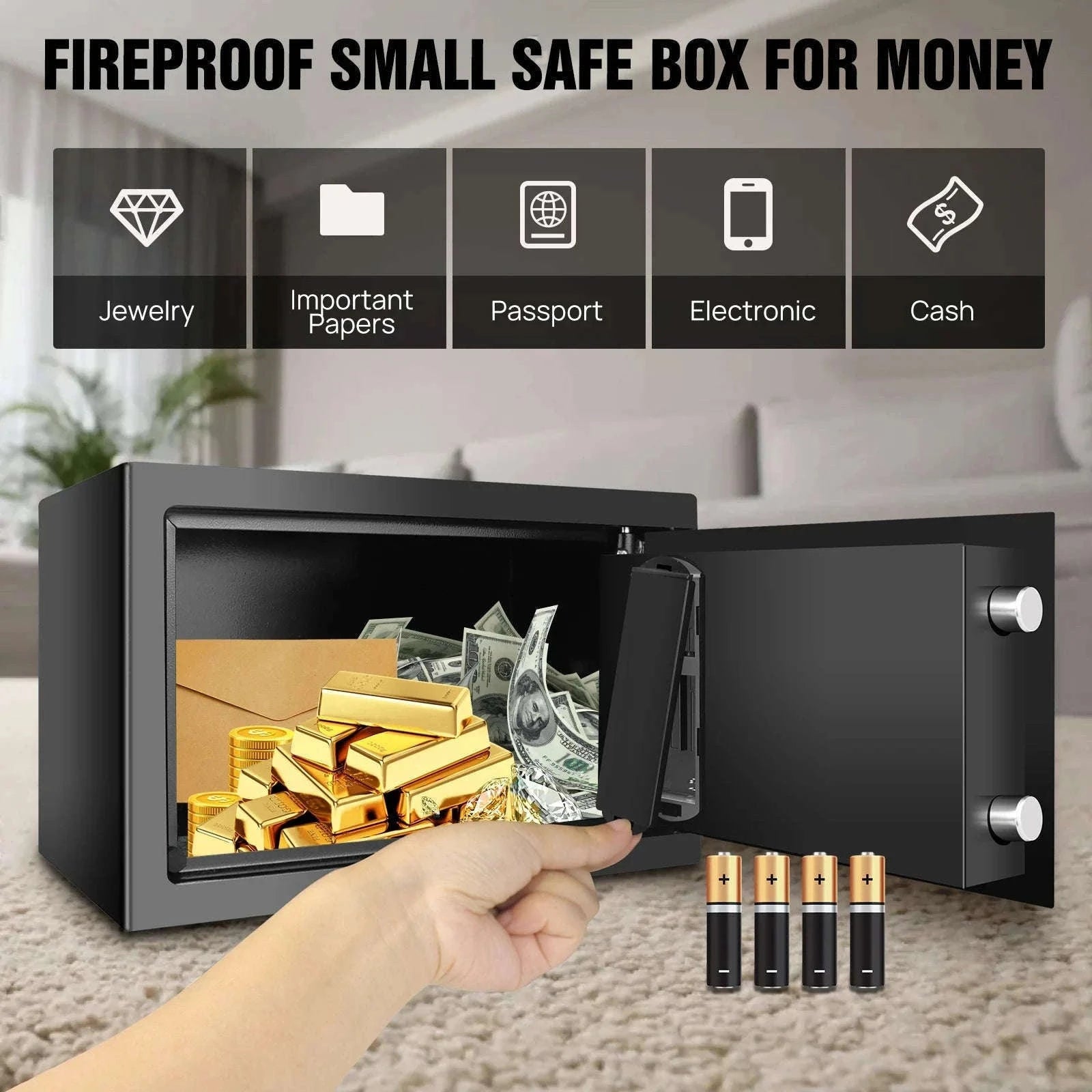 Electronic Digital Safe Box for Home, Office and Hotel Use-Black-16L / GERMANY