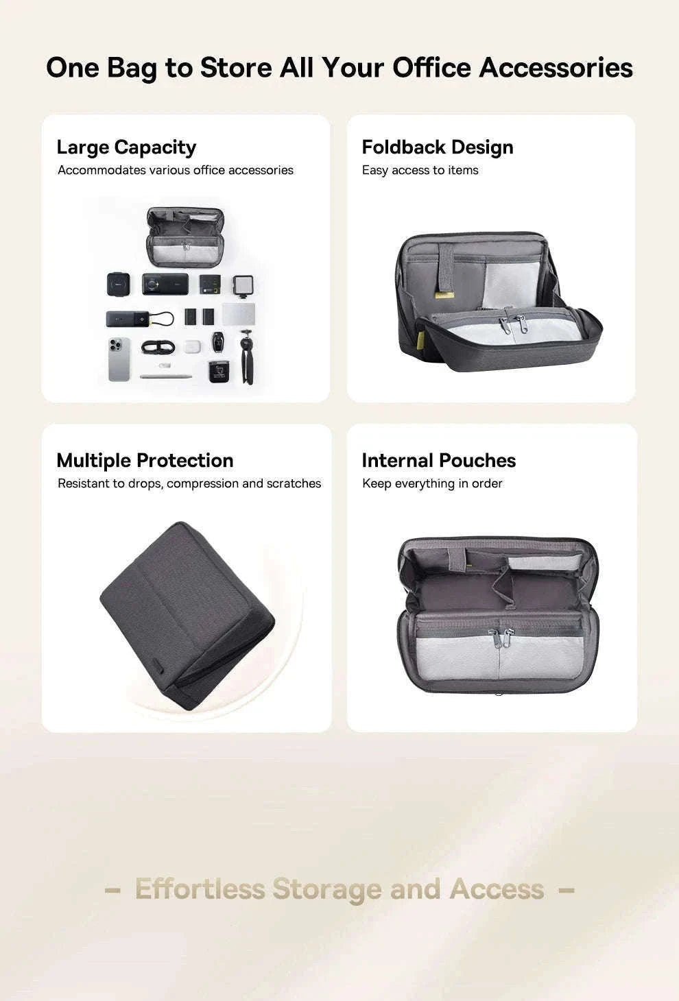 Electronic Organizer Bag for Chargers, Cables & Accessories-GRAY