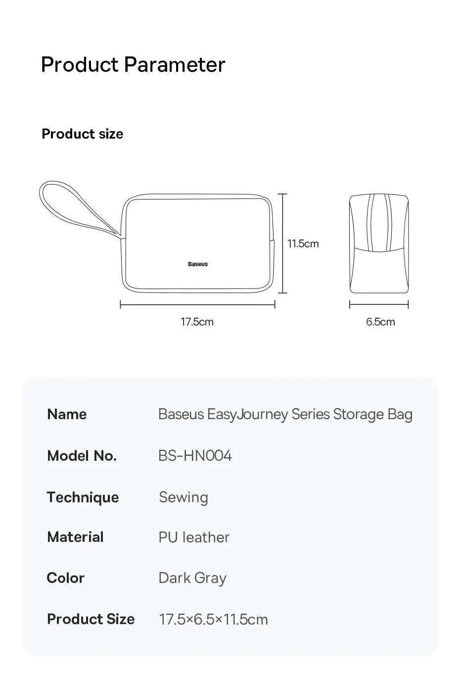 Electronics Organizer Bag with Zipper for Cables Chargers & Gadgets-Dark Gray / PU Leather