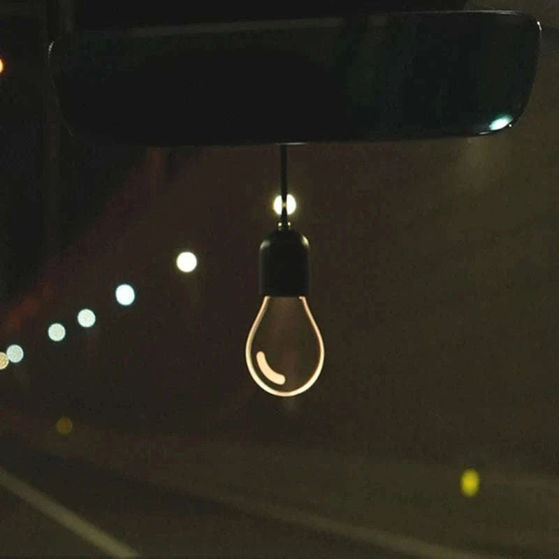 Elegant Bulb Light Car Pendant Mirror Hanging Soft Glow LED Ambient Light Decoration-Option A