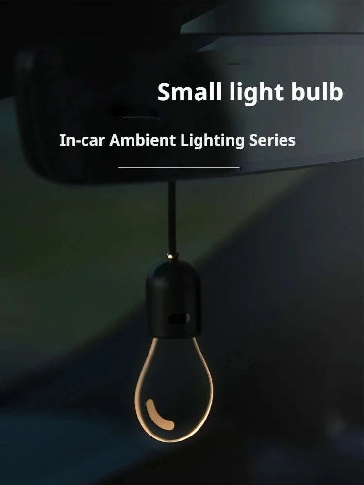 Elegant Bulb Light Car Pendant Mirror Hanging Soft Glow LED Ambient Light Decoration-Option A