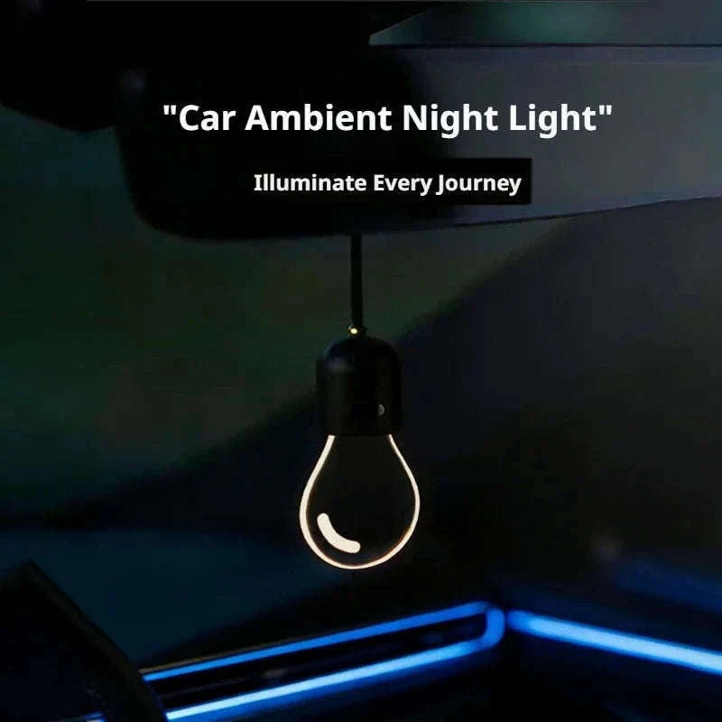 Elegant Bulb Light Car Pendant Mirror Hanging Soft Glow LED Ambient Light Decoration-Option A