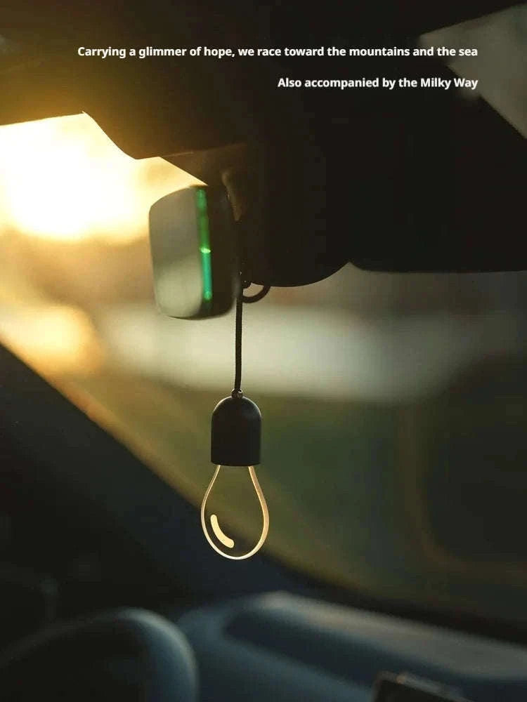 Elegant Bulb Light Car Pendant Mirror Hanging Soft Glow LED Ambient Light Decoration-Option A