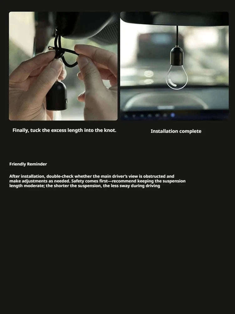 Elegant Bulb Light Car Pendant Mirror Hanging Soft Glow LED Ambient Light Decoration-Option A