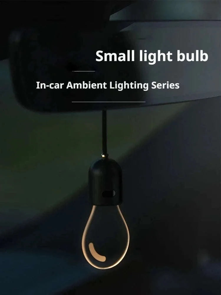 Elegant Bulb Light Car Pendant Mirror Hanging Soft Glow LED Ambient Light Decoration-Option A