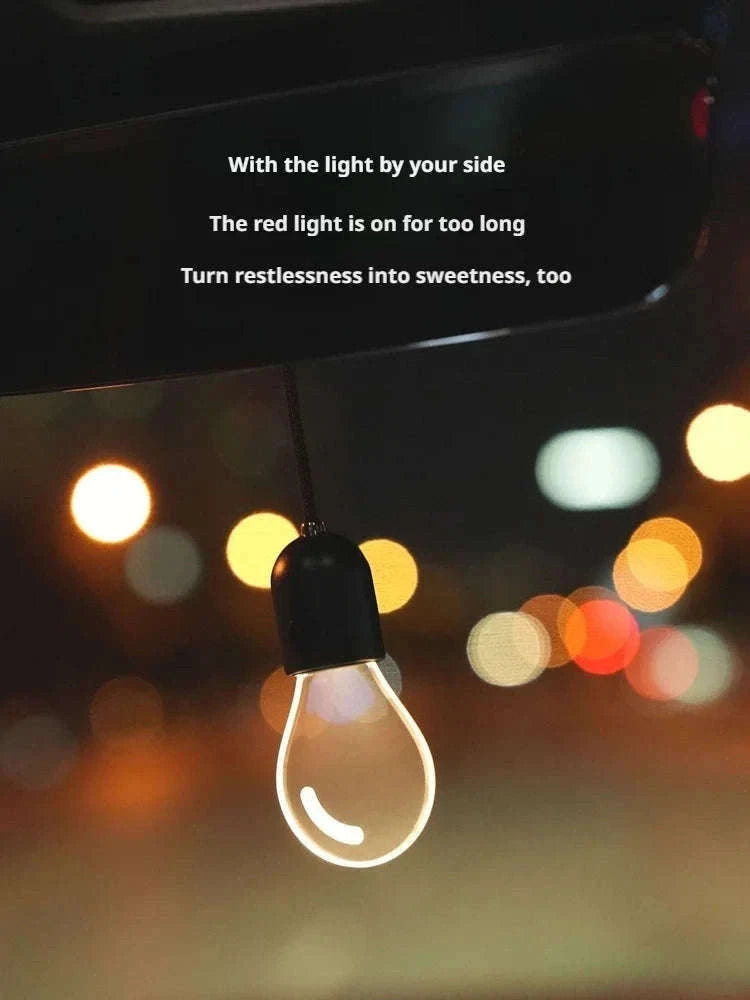 Elegant Bulb Light Car Pendant Mirror Hanging Soft Glow LED Ambient Light Decoration-Option A