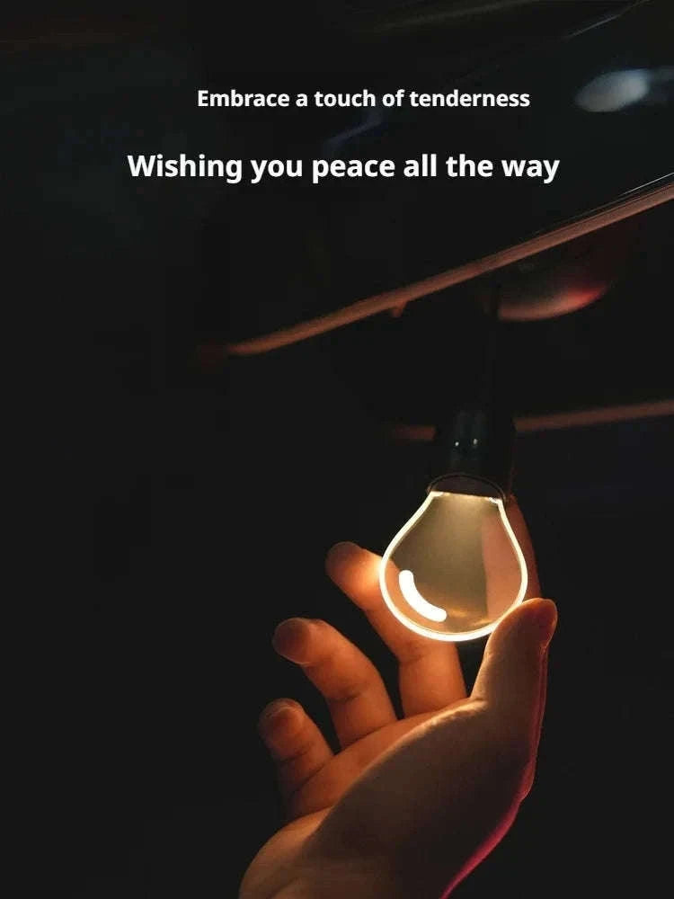 Elegant Bulb Light Car Pendant Mirror Hanging Soft Glow LED Ambient Light Decoration-Option A